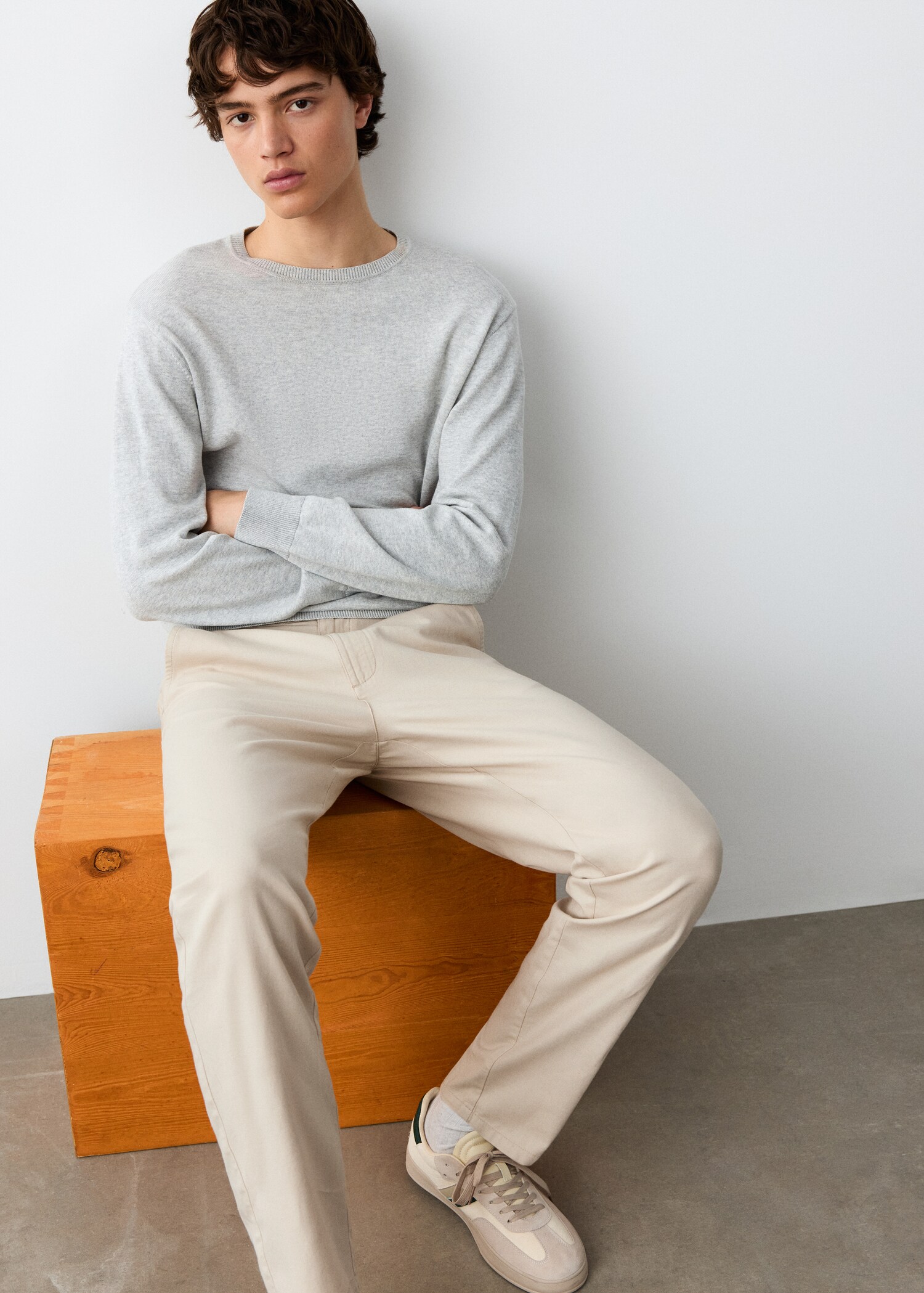 Straight cotton-linen trousers - Details of the article 2