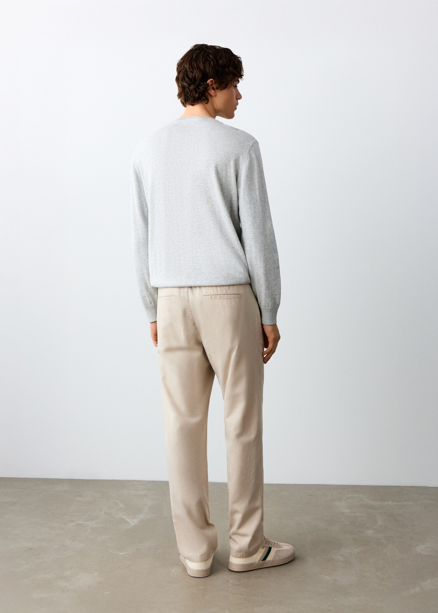 Straight cotton-linen trousers - Reverse of the article