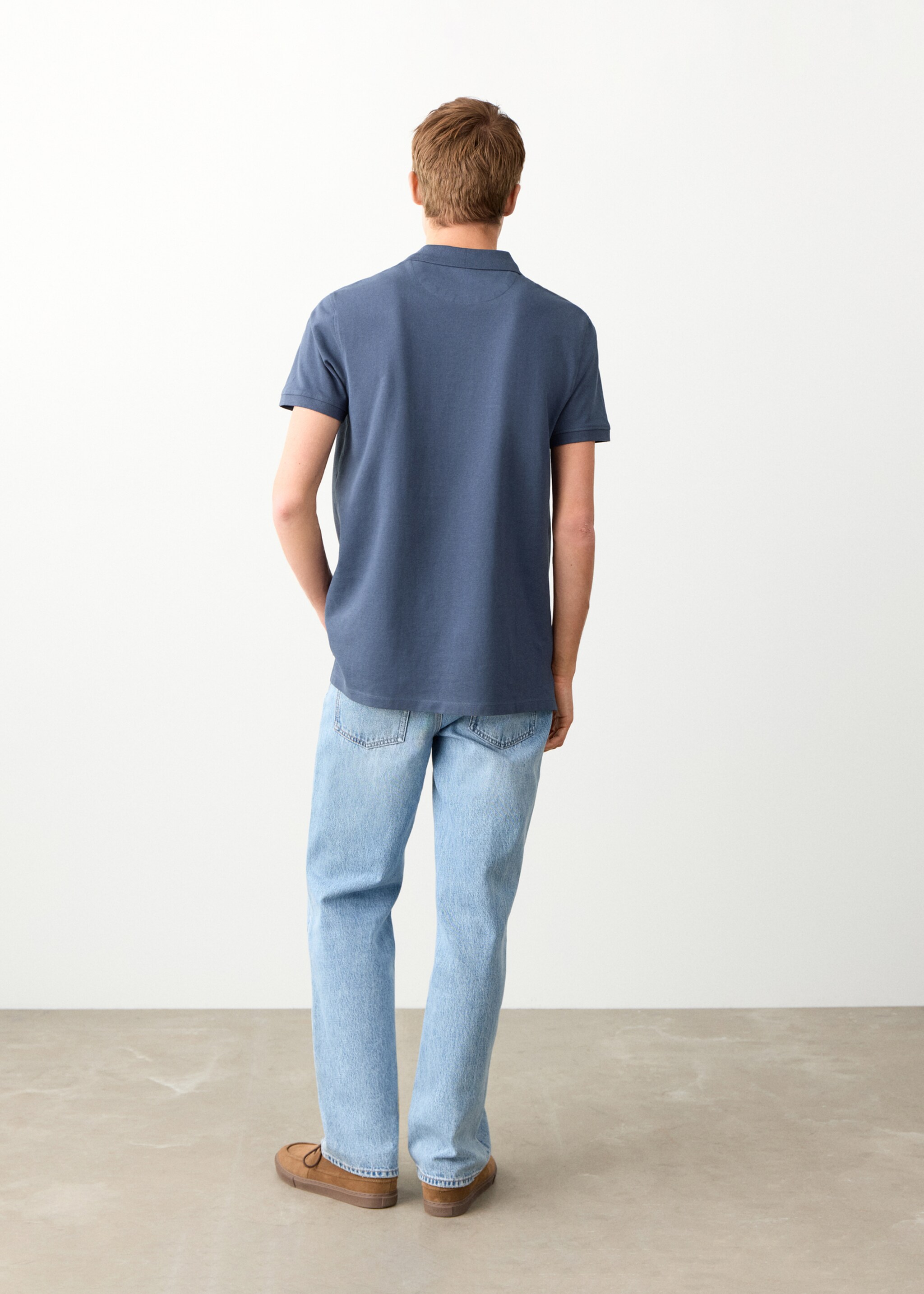 Polo coton piqué - Verso de l’article, Bleu marine. Ref: 27014059-00.