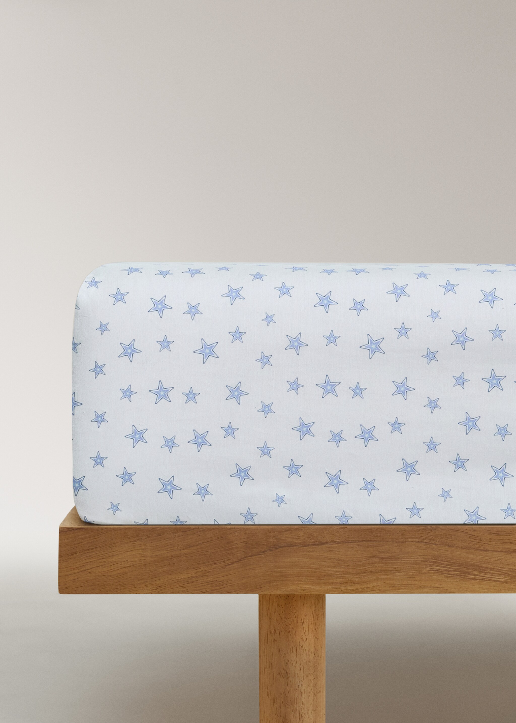 Children's cotton percale fitted sheet stars Bed 90 cm - Article without model, Blue. Ref: 27014064-00.