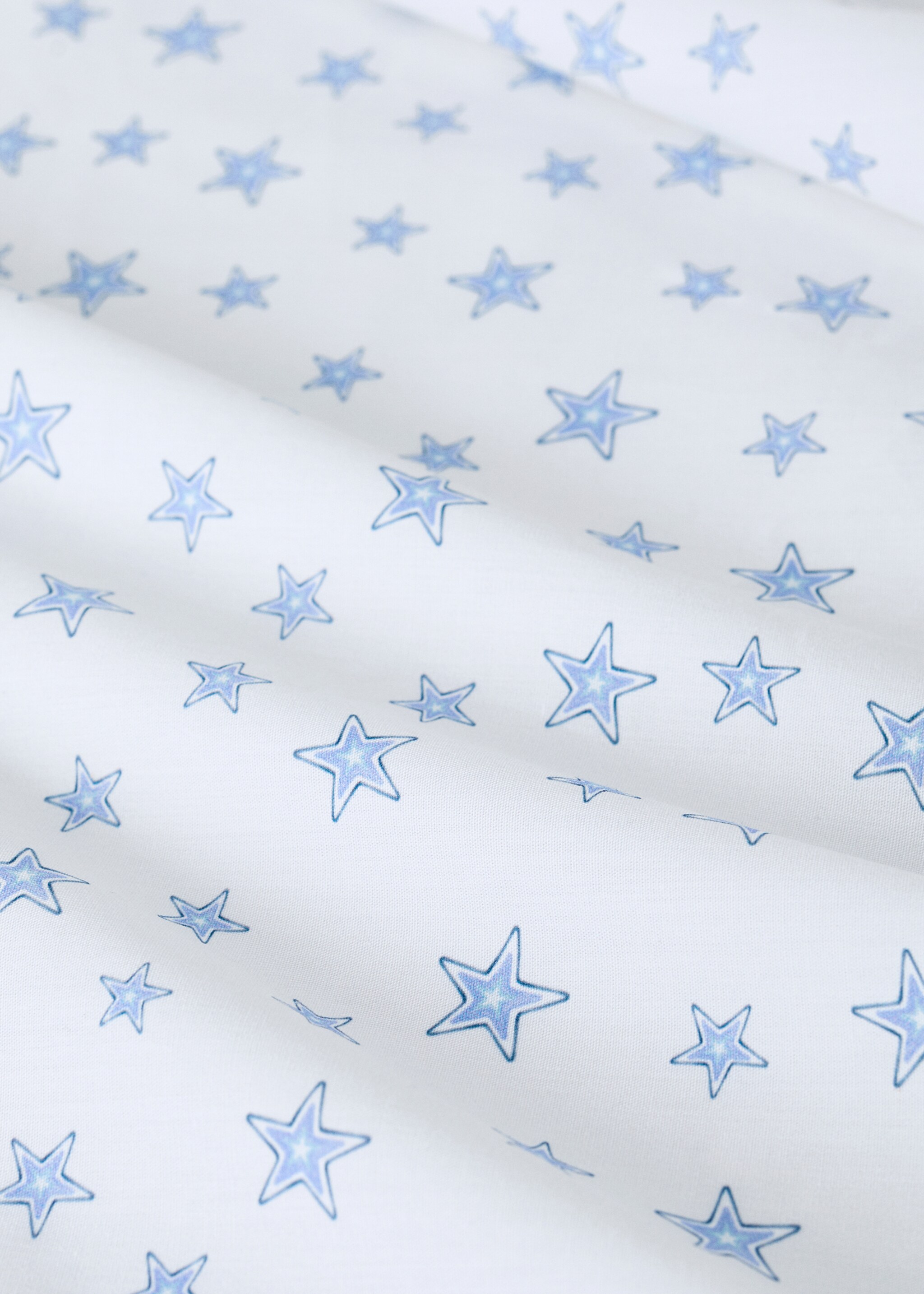 Children's cotton percale fitted sheet stars Bed 90 cm - Details of the article 2, Blue. Ref: 27014064-00.