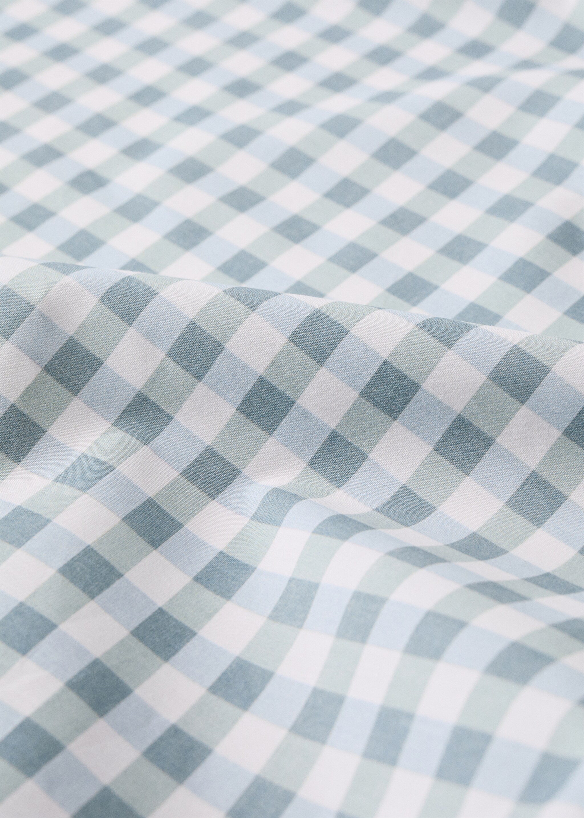 Gingham cotton fitted sheet for 90-cm bed - Details of the article 2, Mint Green. Ref: 27014065-00.