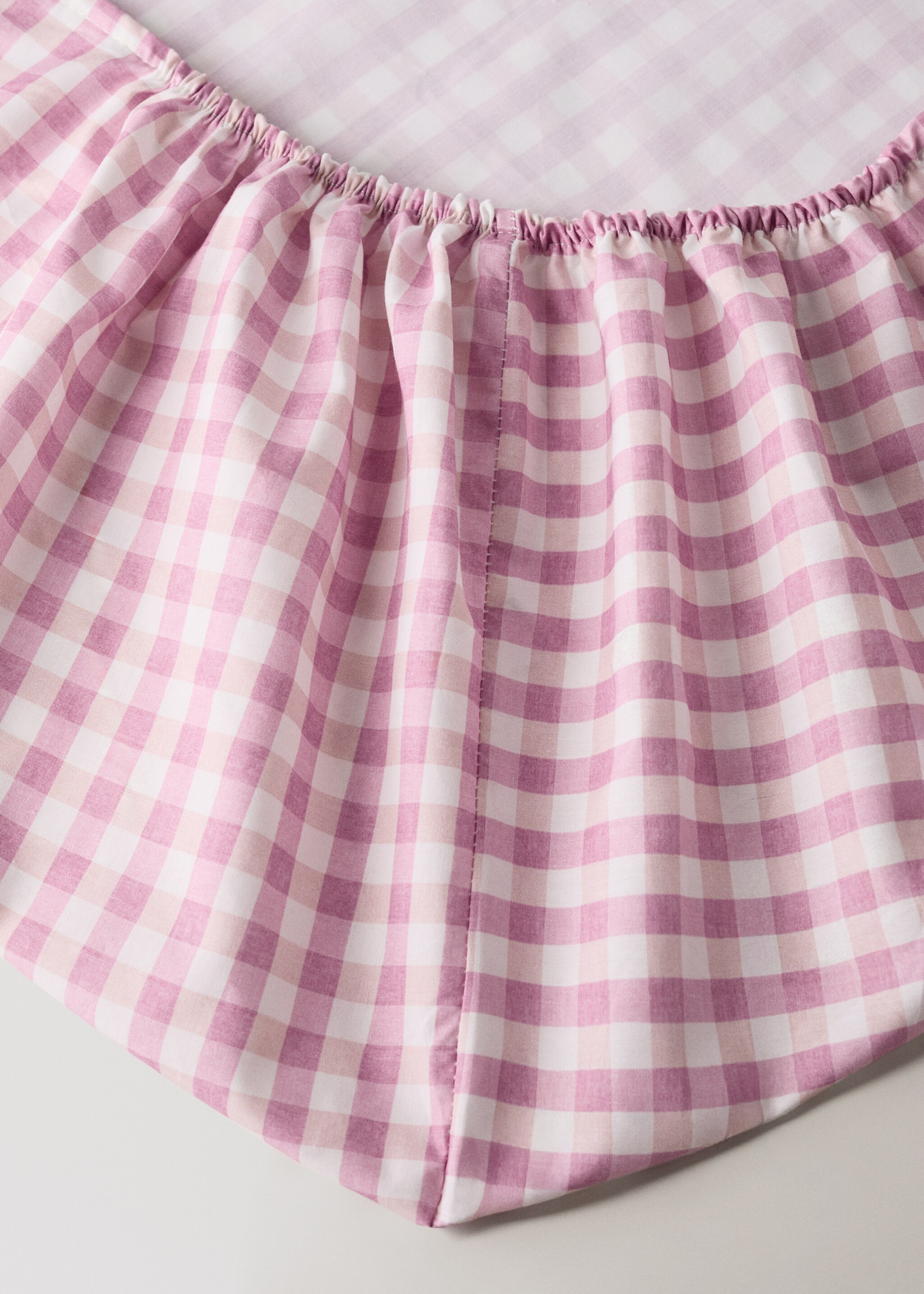 Fitted sheet cotton gingham 90 cm bed - Details of the article 2, Pink. Ref: 27014065-00.