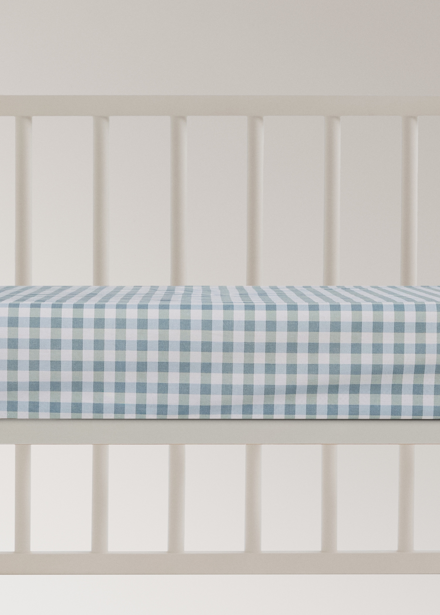 Cot bed fitted sheet in vichy check cotton - Article without model