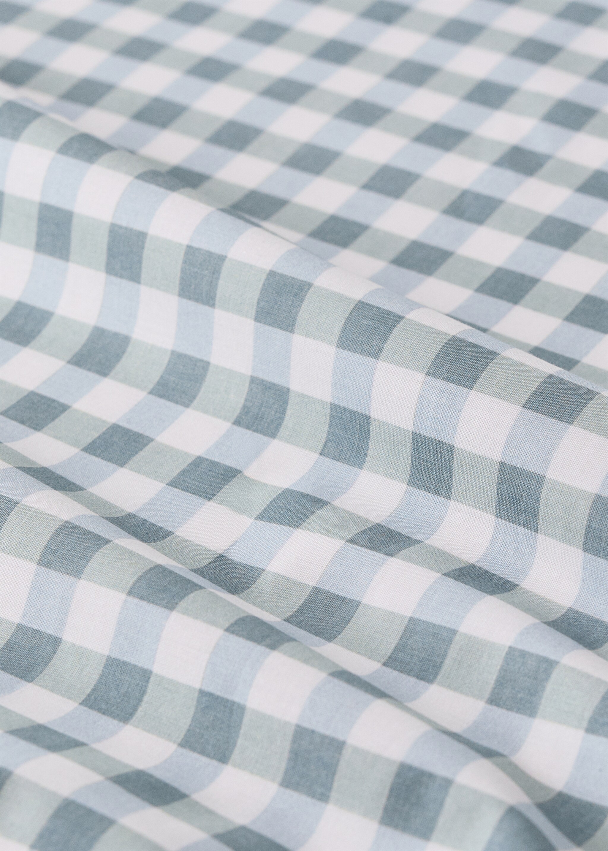 Cot bed fitted sheet in vichy check cotton - Details of the article 2, Mint Green. Ref: 27014066-00.