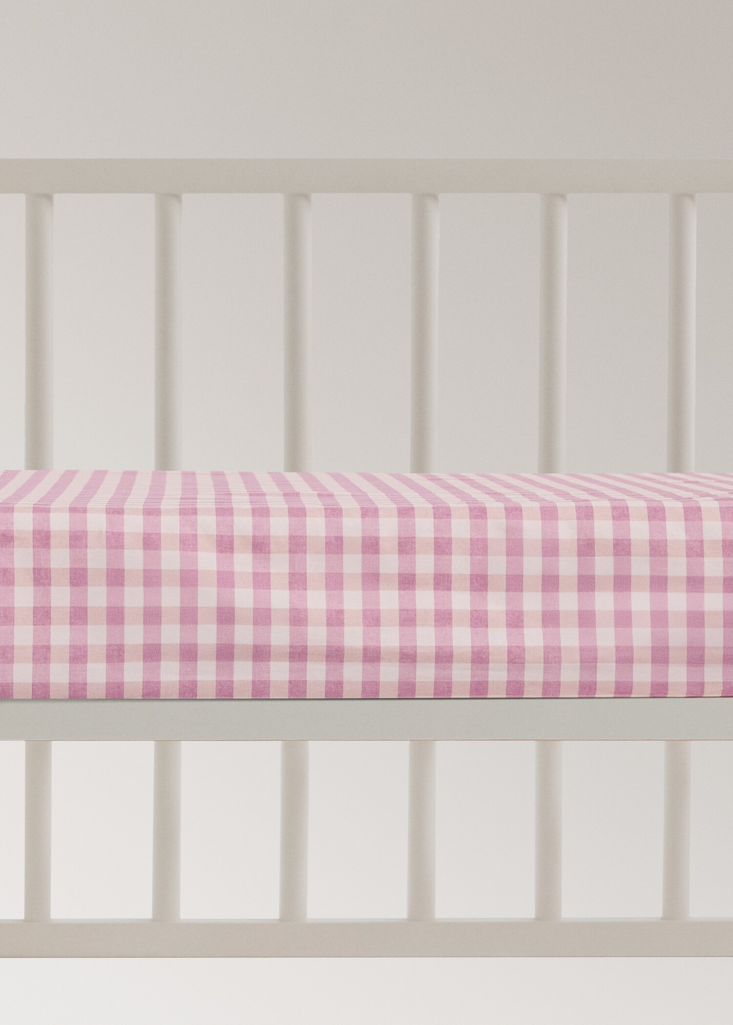 Cot bed fitted sheet in vichy check cotton - Article without model