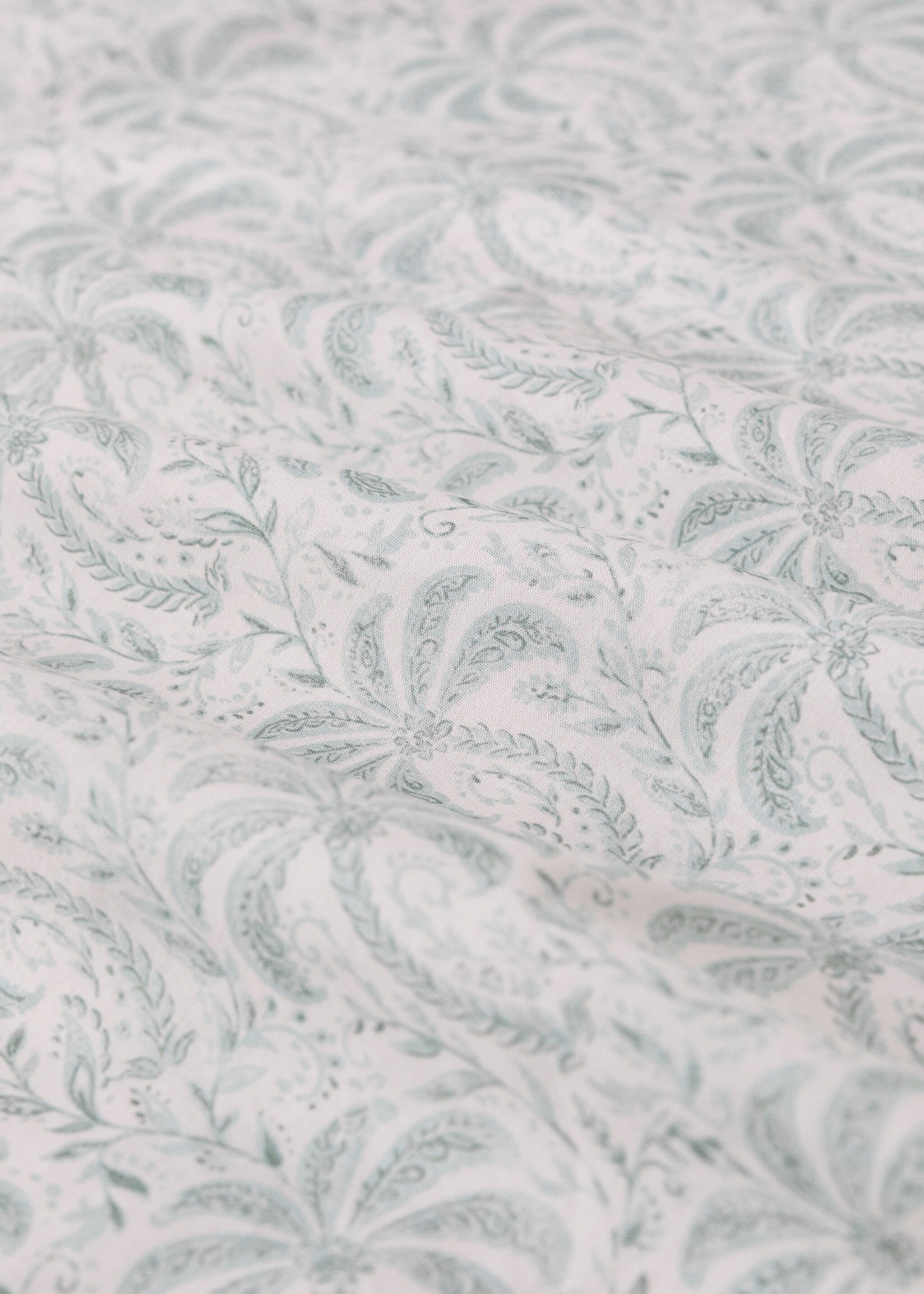 Percale cotton palm tree duvet cover for a 90 cm single bed - Details of the article 2, Pastel Green. Ref: 27014067-00.