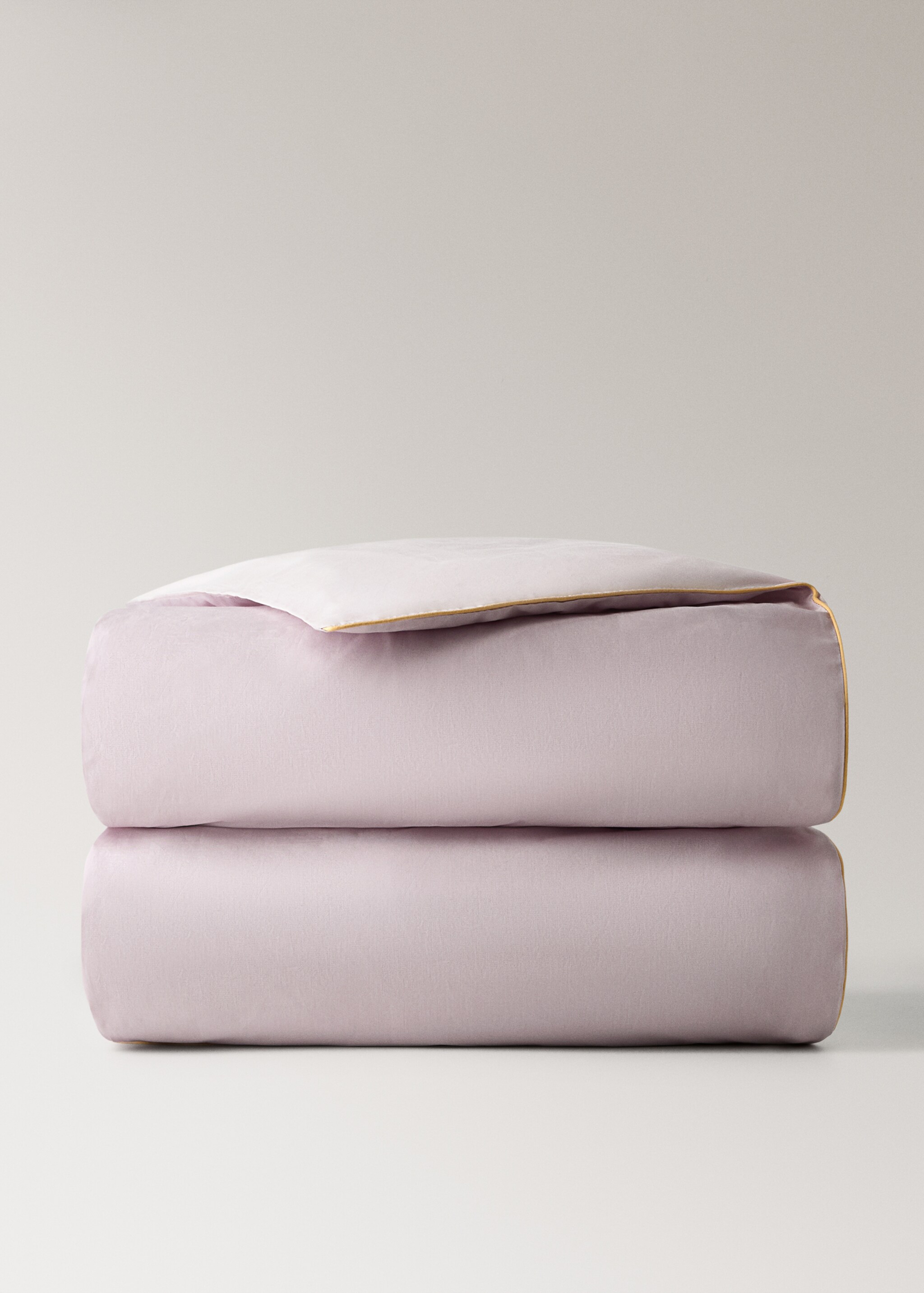 Children's reversible cotton percale duvet cover with contrast piping for a 90 cm bed - Article without model, Light/Pastel Purple. Ref: 27014070-00.