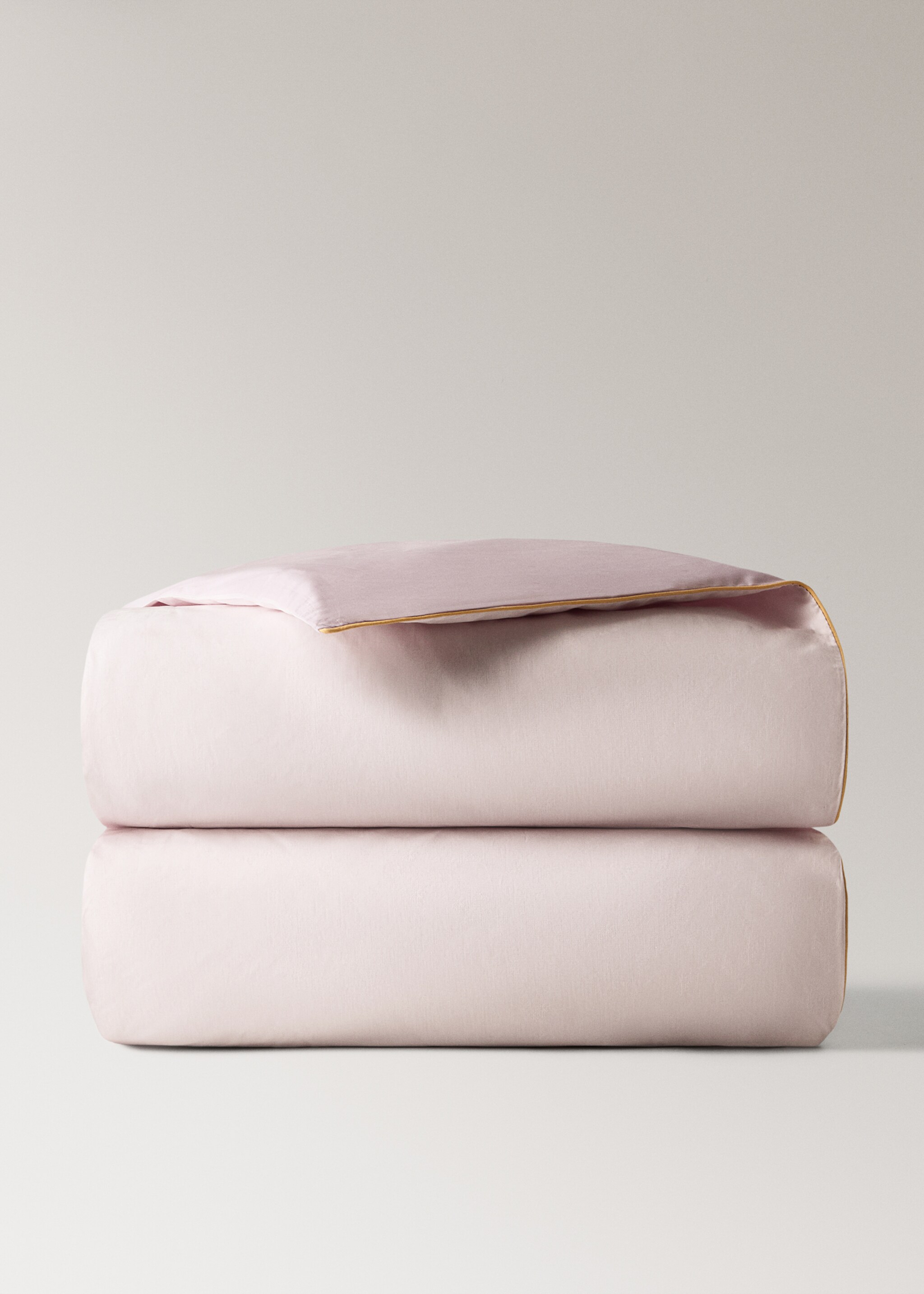 Children's reversible cotton percale duvet cover with contrast piping for a 90 cm bed - Details of the article 3, Light/Pastel Purple. Ref: 27014070-00.