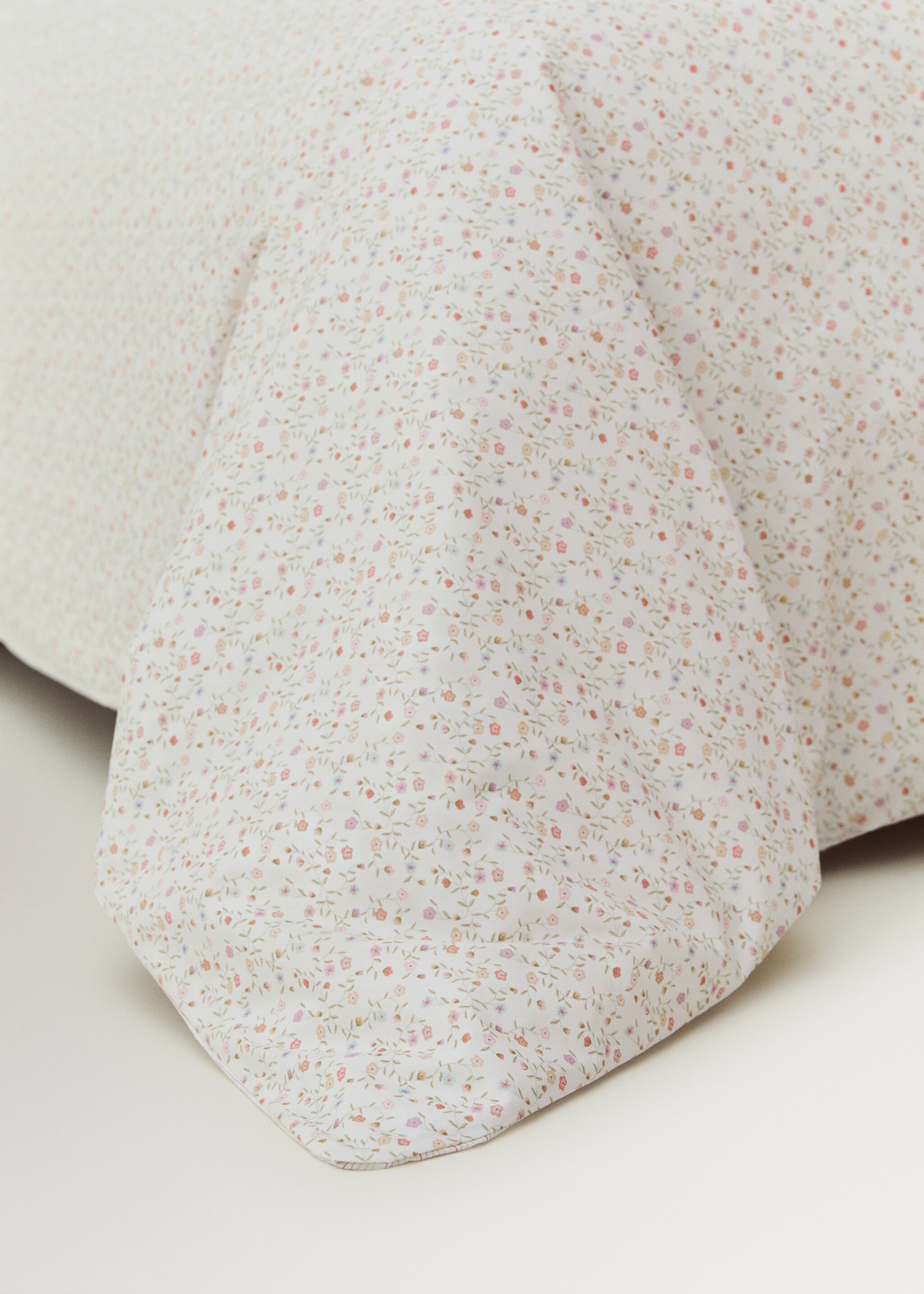 Reversible children's duvet cover stripes flowers 90 cm bed - Details of the article 7, Pink. Ref: 27014073-00.