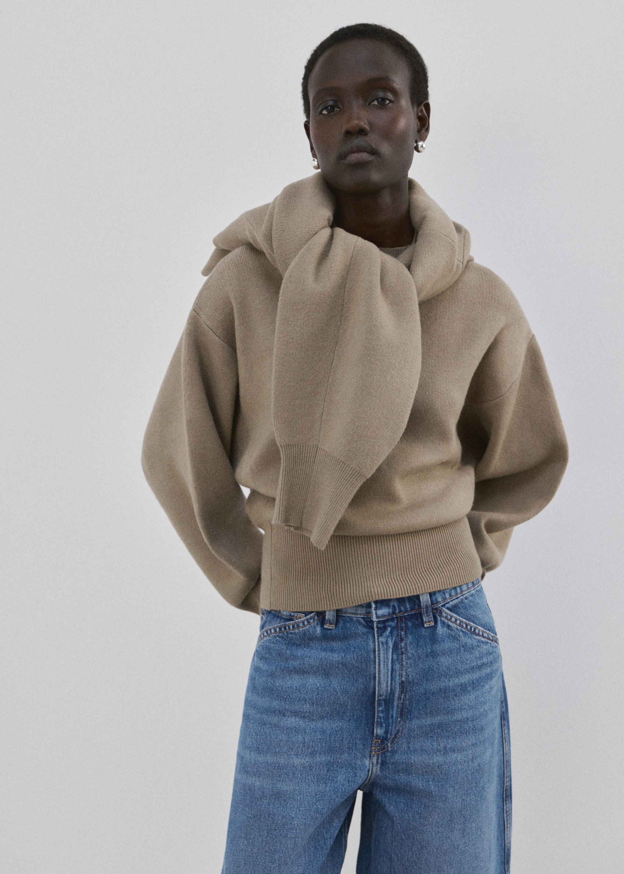 Jean balloon taille normale - Détail de l'article 1, Bleu moyen. Ref: 27014077-00.