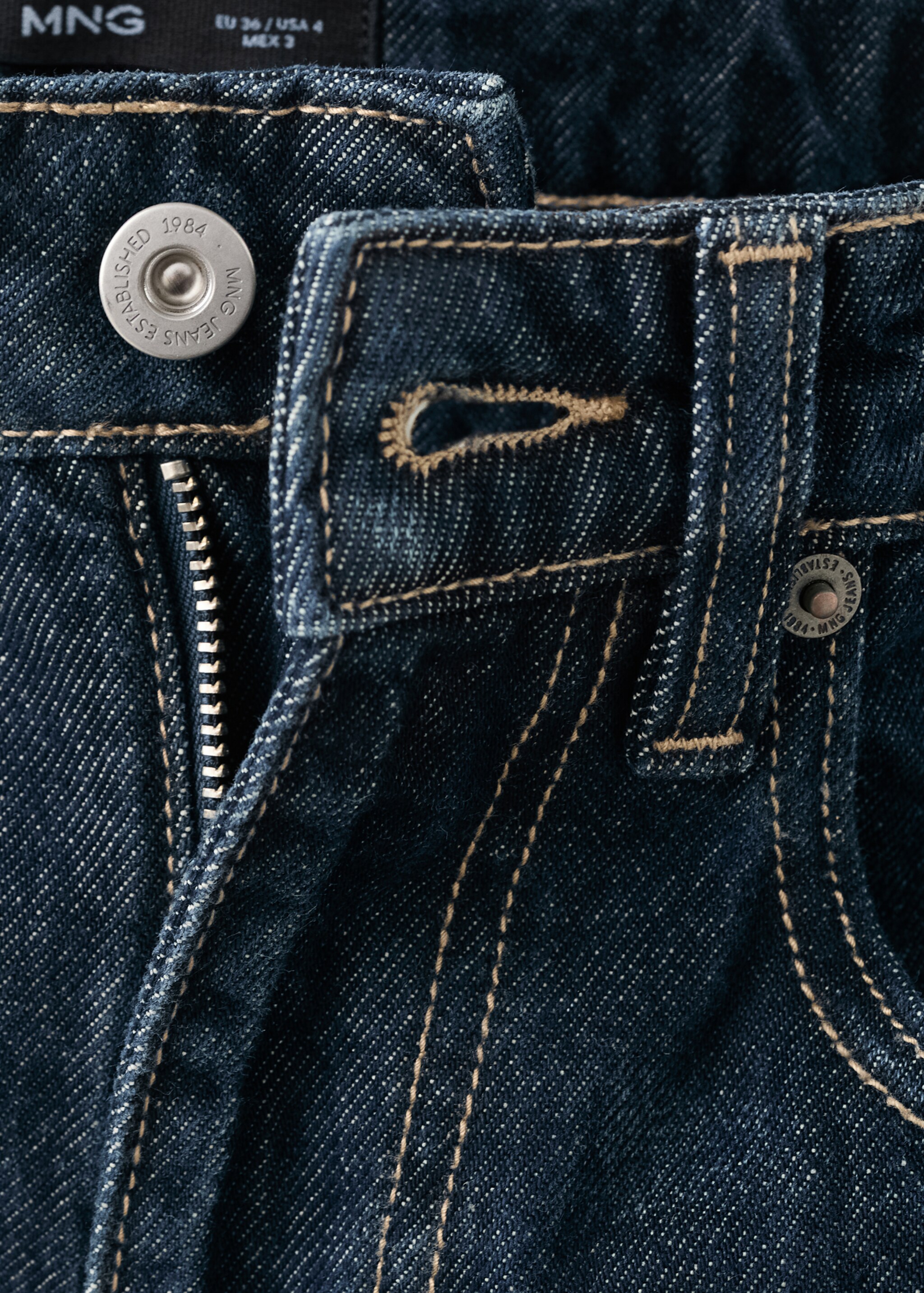 Jean large à revers - Détail de l'article 8, Bleu. Ref: 27014078-00.