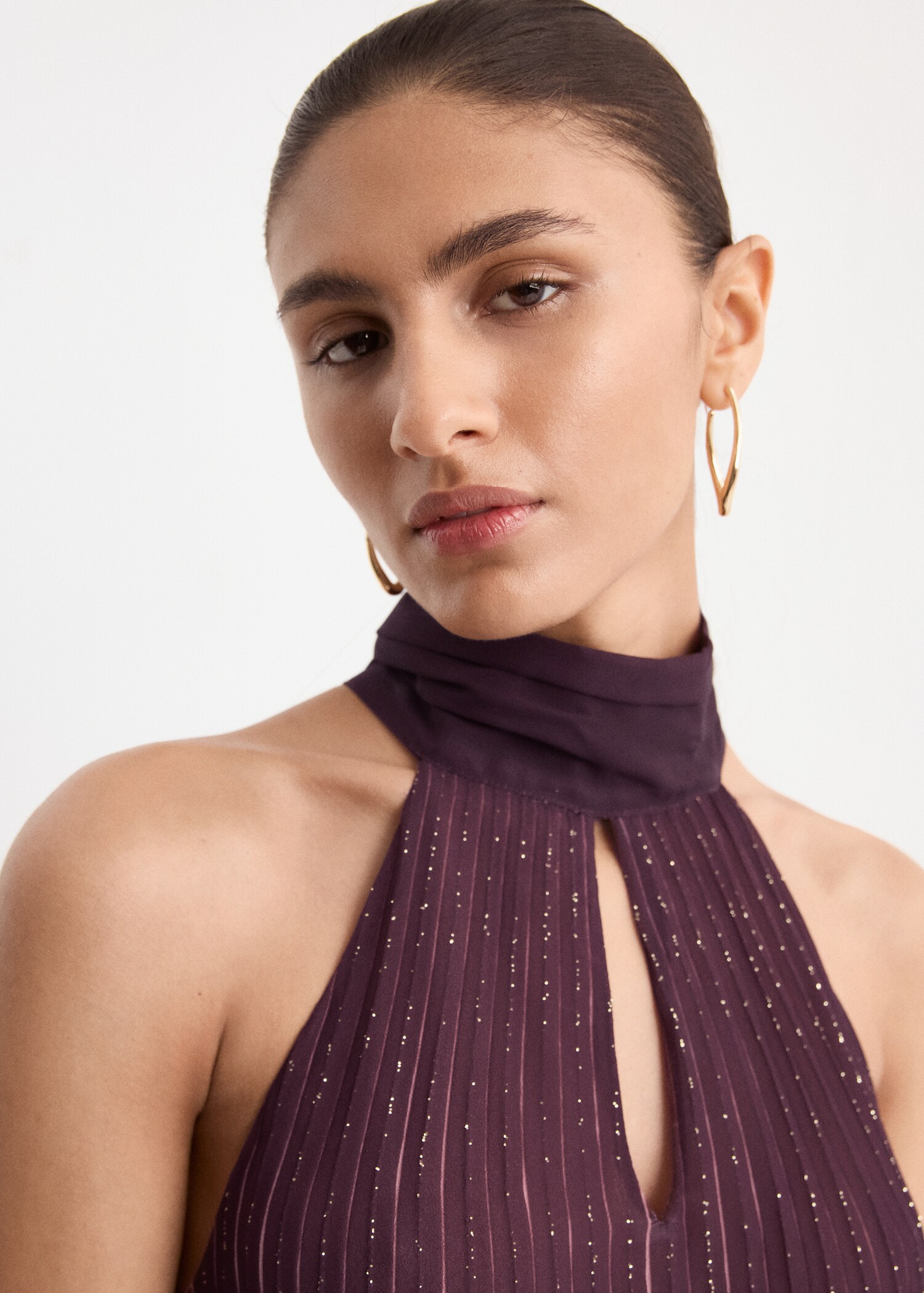 Vestido plisado cuello halter - Detalle del artículo 1