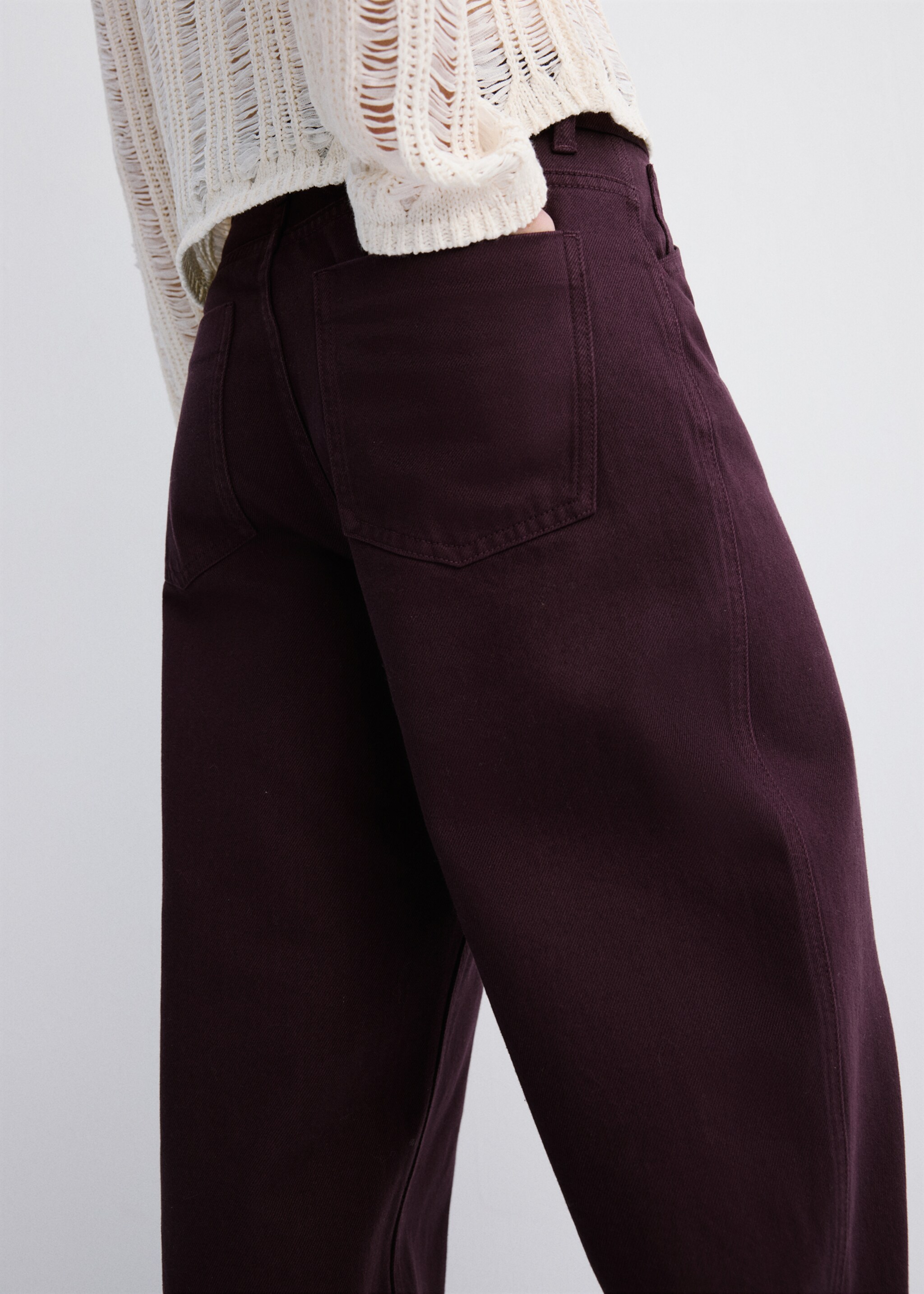 بنطال متوسط الارتفاع على شكل منطاد - تفاصيل المنتج 6, نبيذي. Ref: 27014083-00.