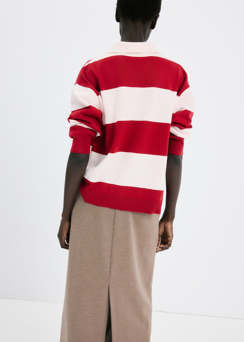 Mango Striped polo-neck sweater