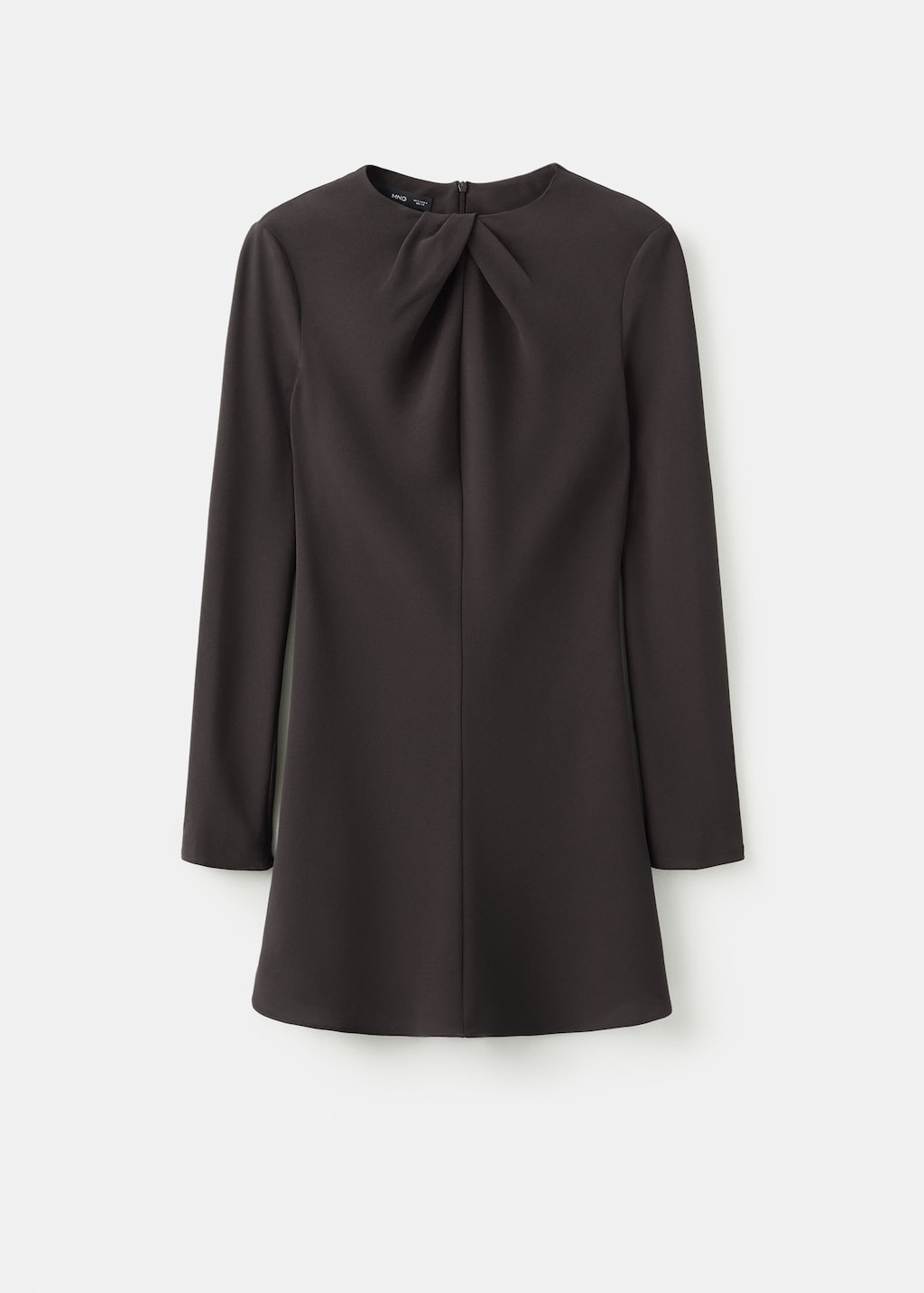Long-sleeved dress with draped neck - image 5
