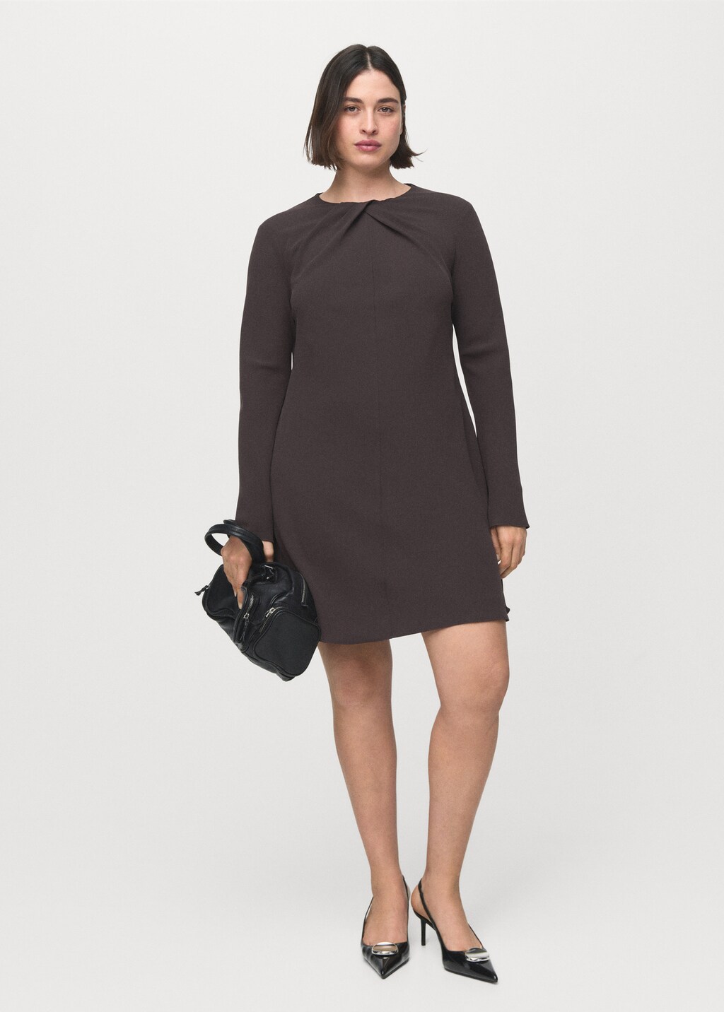 Mango Long-sleeved dress with draped neck