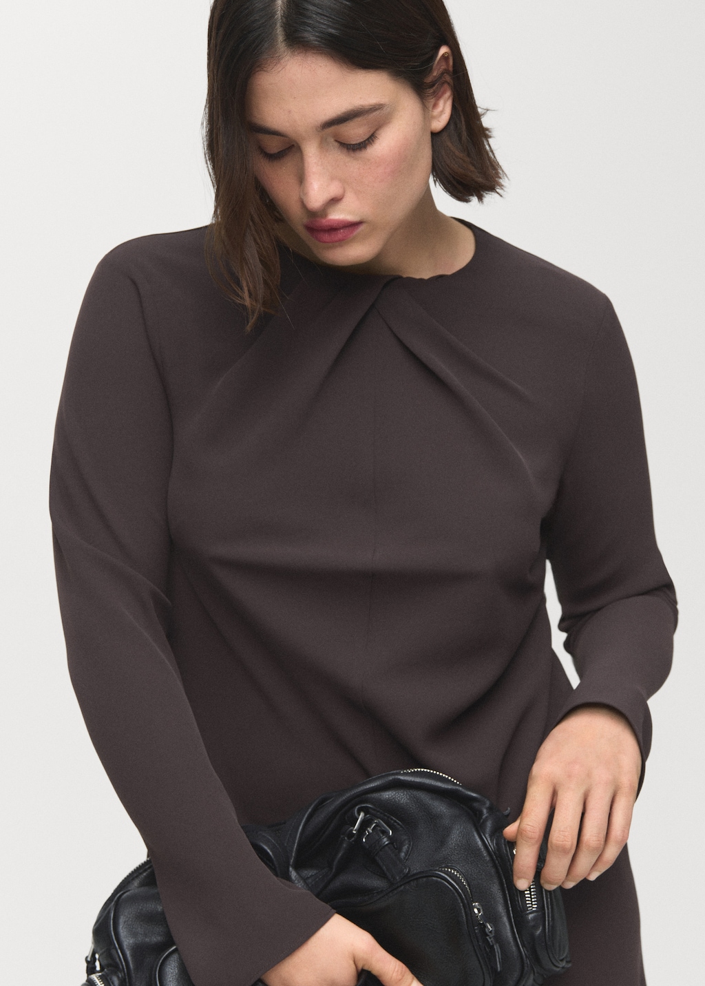 Mango Long-sleeved dress with draped neck