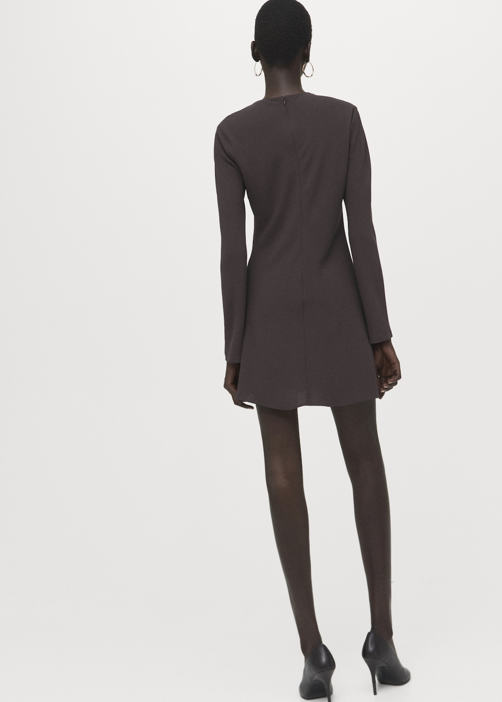 Long-sleeved dress with draped neck - image 3