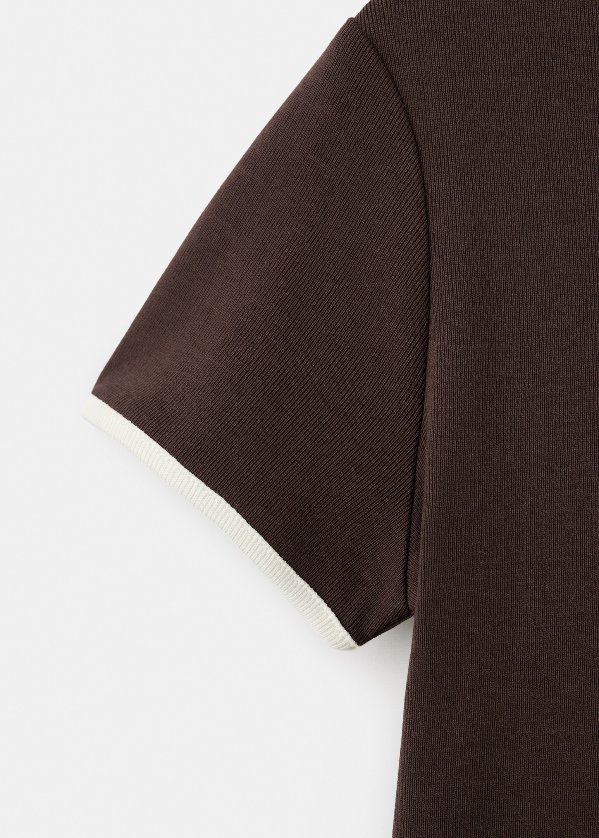 Buttoned cotton T-shirt - Details of the article 0, Chocolate. Ref: 27014093-00.