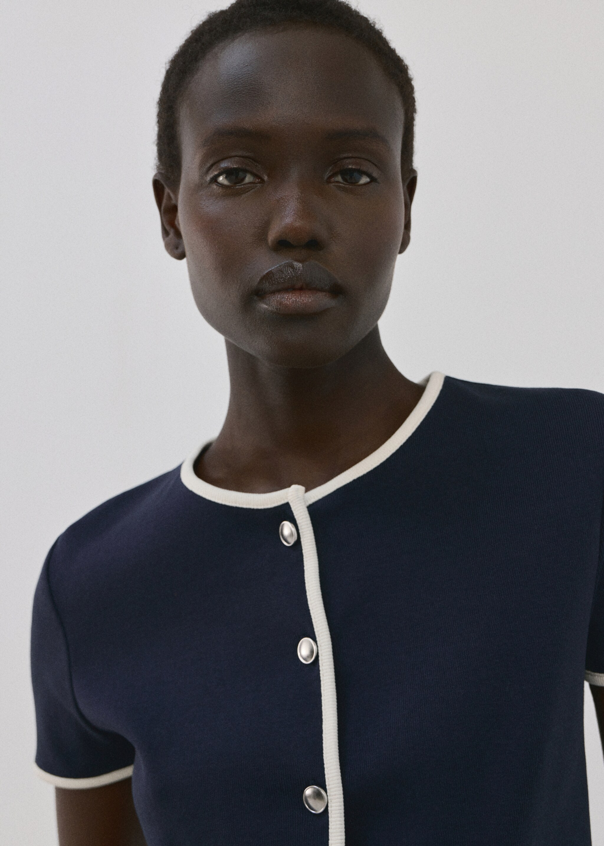 Buttoned cotton T-shirt - Medium plane, Dark Navy. Ref: 27014093-00.