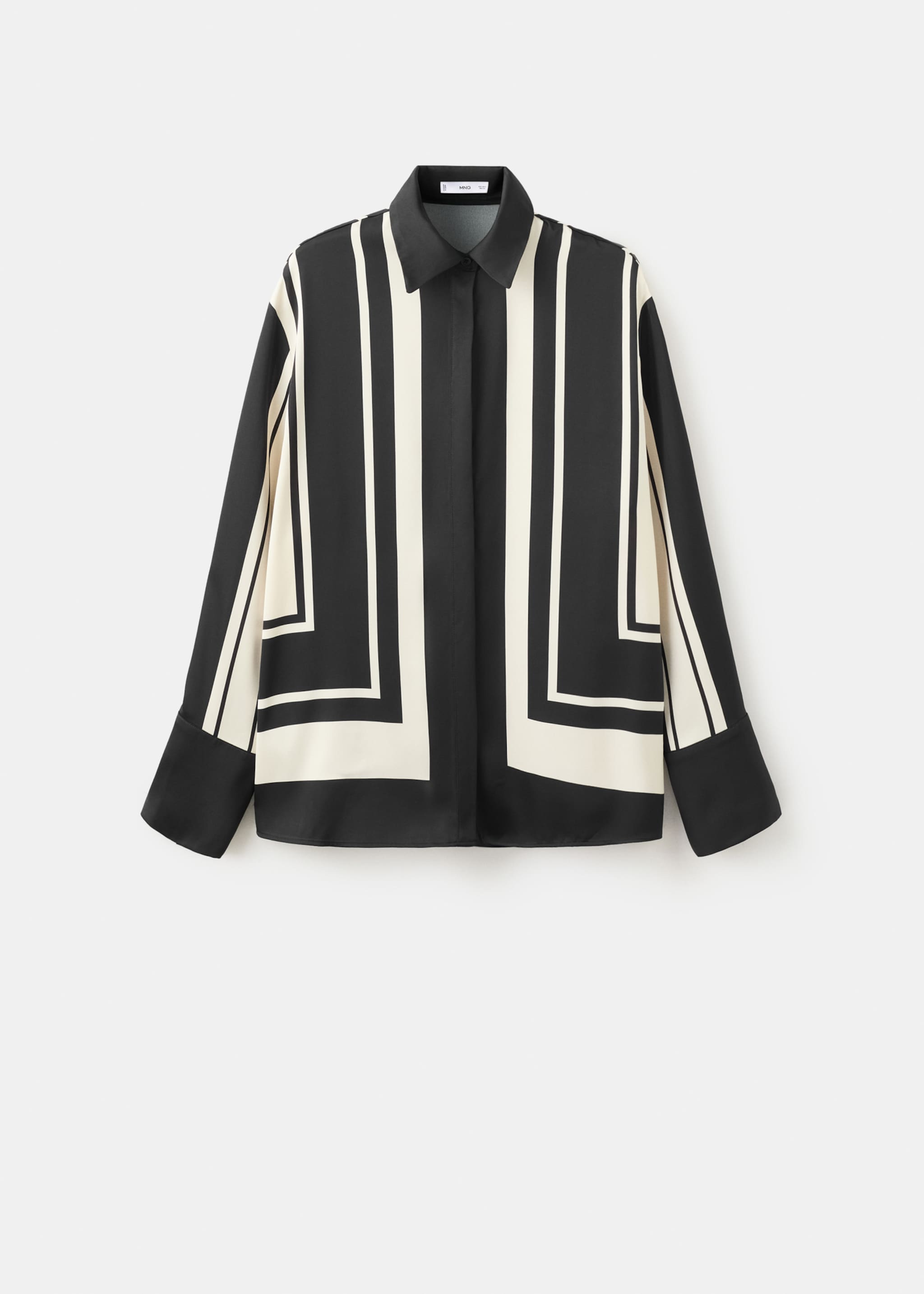 Satin print blouse - Article without model, Black. Ref: 27014098-00.