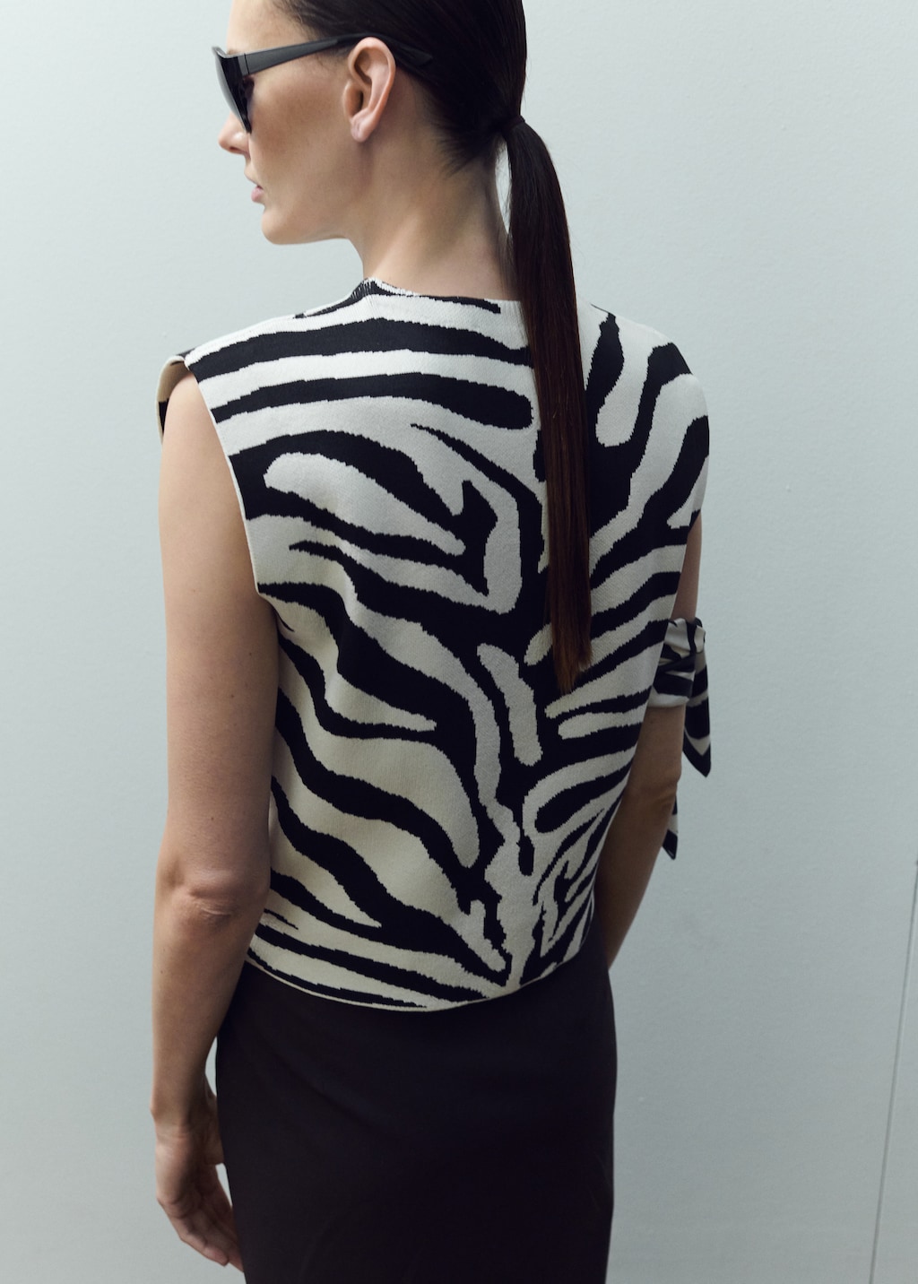 Zebra print knit top - image 2