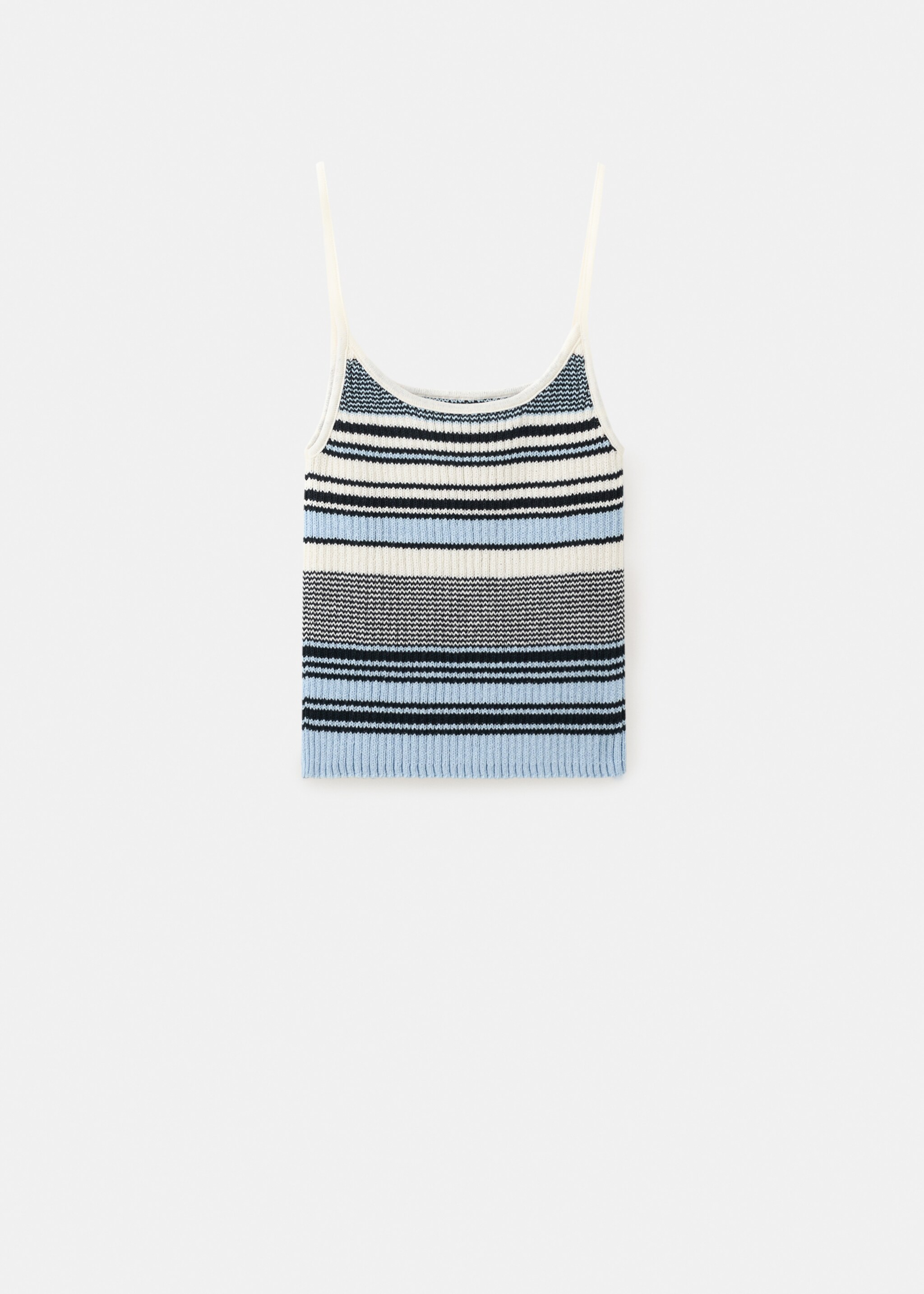 Striped knitted fitted top - Article without model, Blue. Ref: 27014100-00.