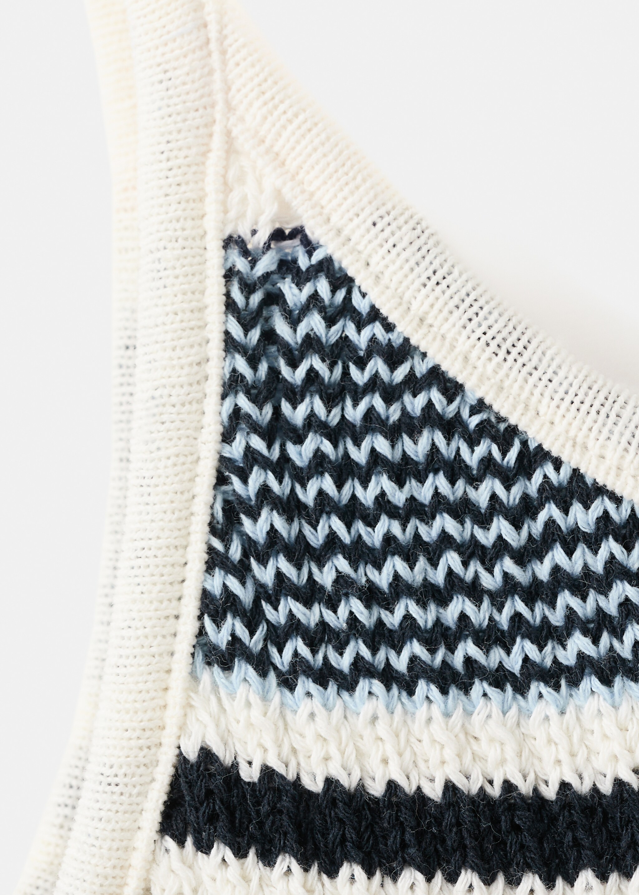 Striped knitted fitted top - Details of the article 8, Blue. Ref: 27014100-00.