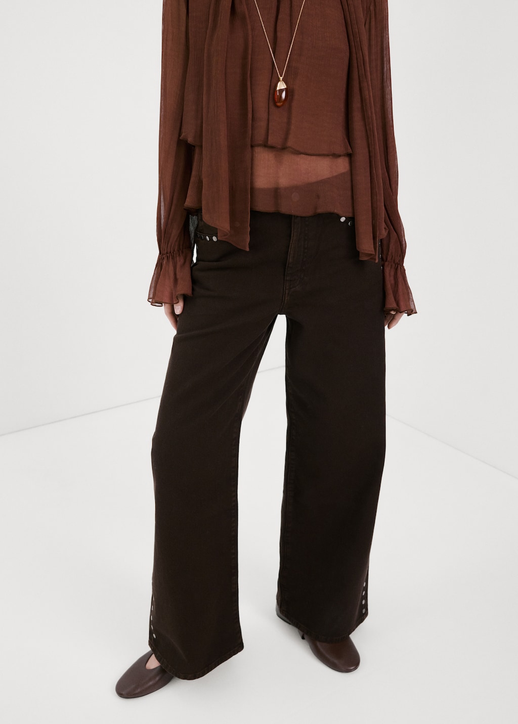 Wide leg studded jeans - image 4