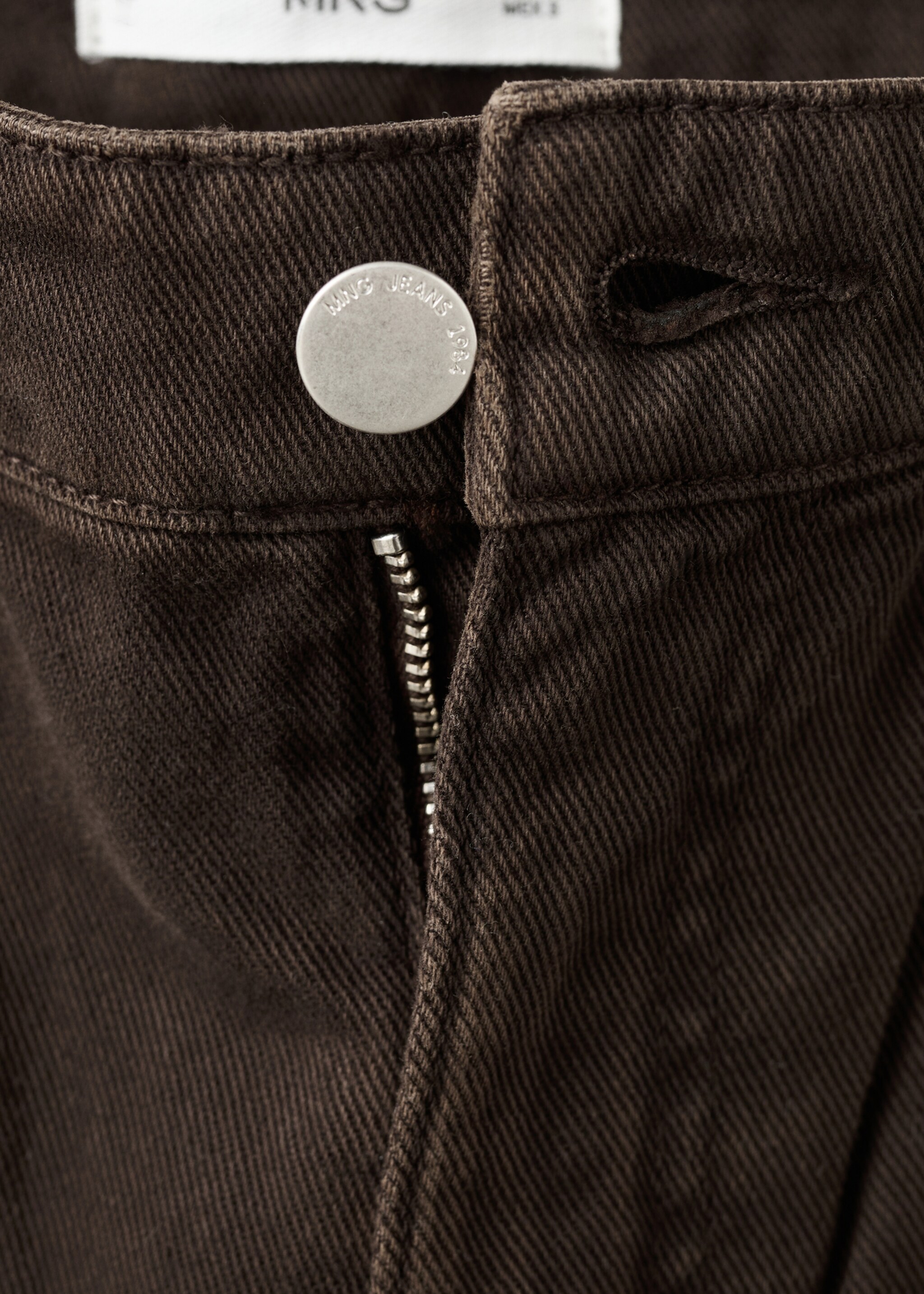 Wideleg jeans met studs - Detail van het artikel 0, Chocoladebruin. Ref: 27014101-00.