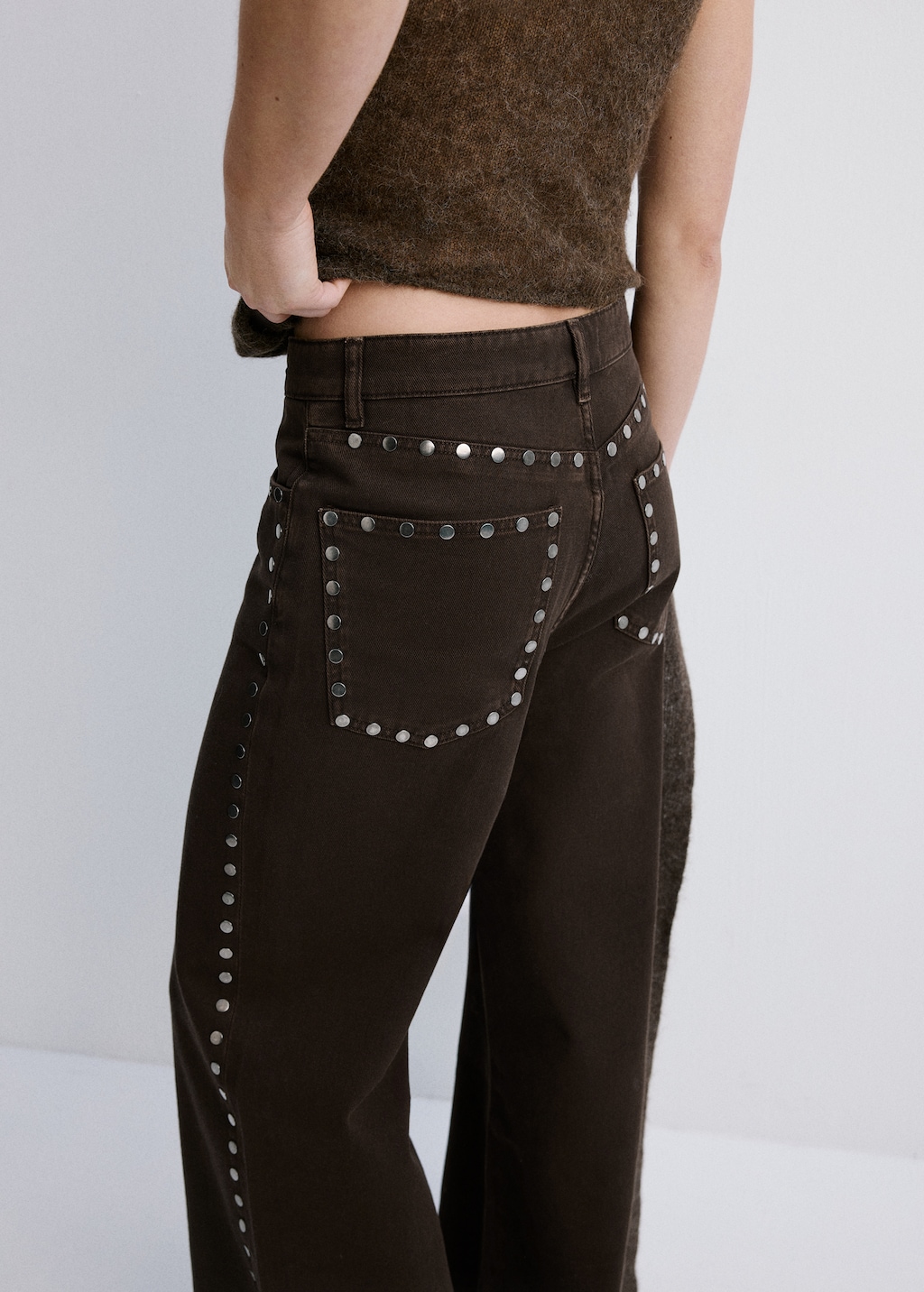 Mango Wide leg studded jeans