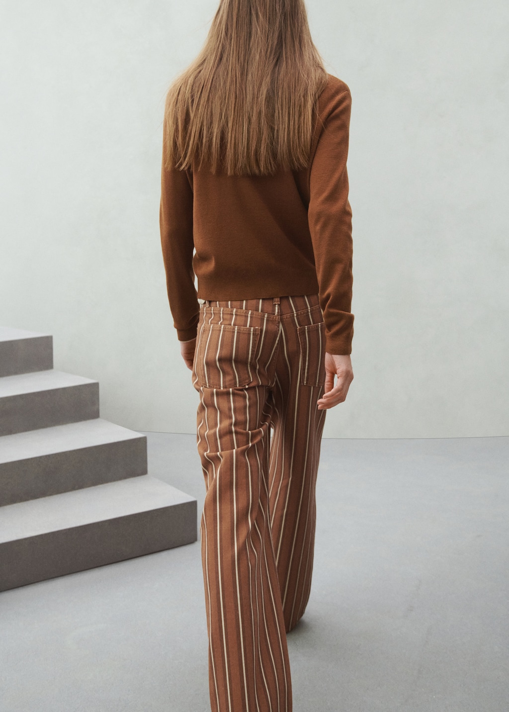 Mango Straight striped jeans