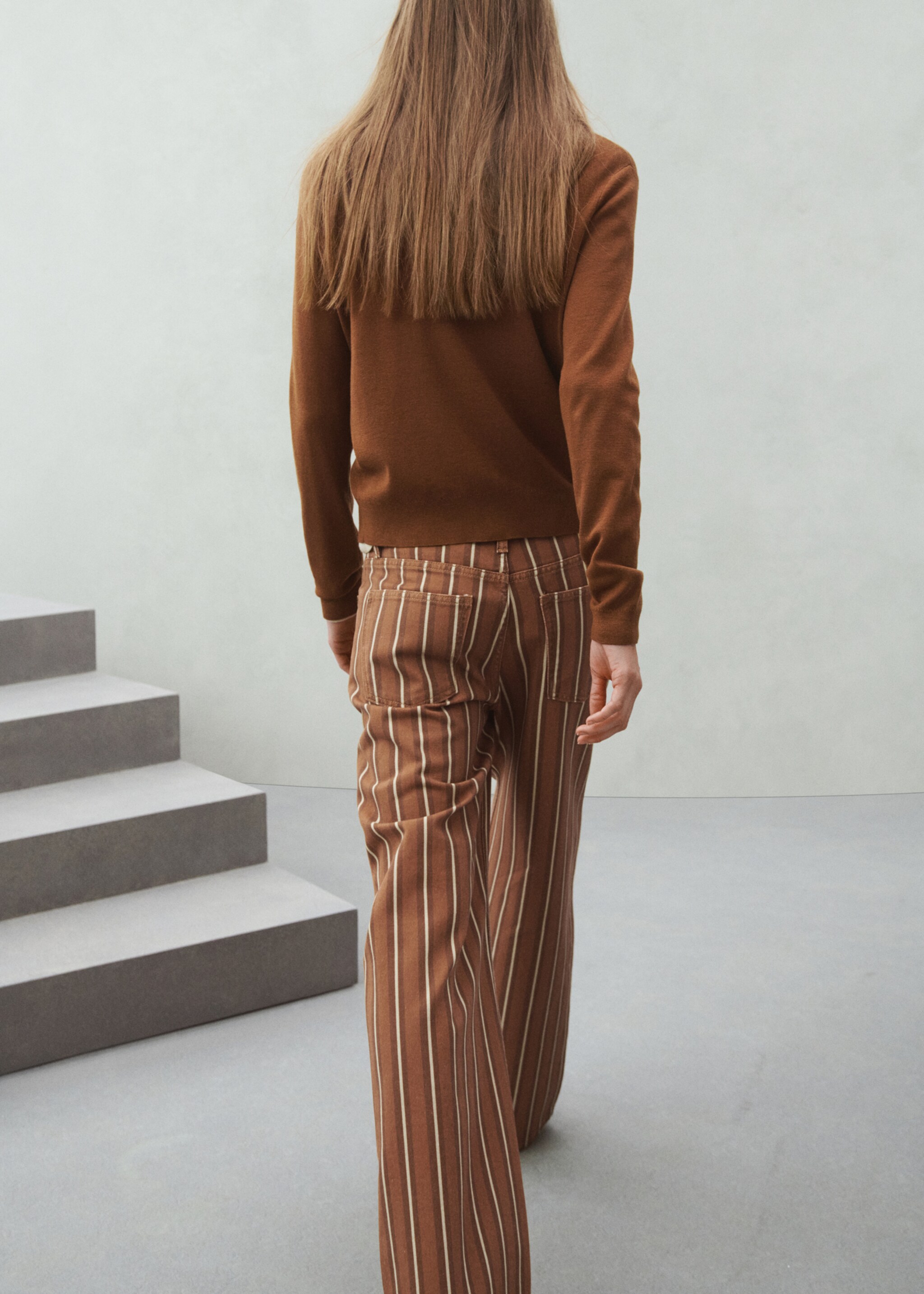 Straight striped jeans - Reverse of the article, Medium Brown. Ref: 27014103-00.
