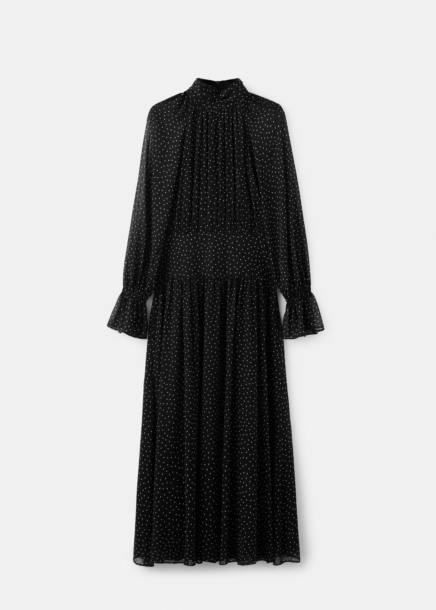 Vestido de gola alta com rufos - Artigo sem modelo