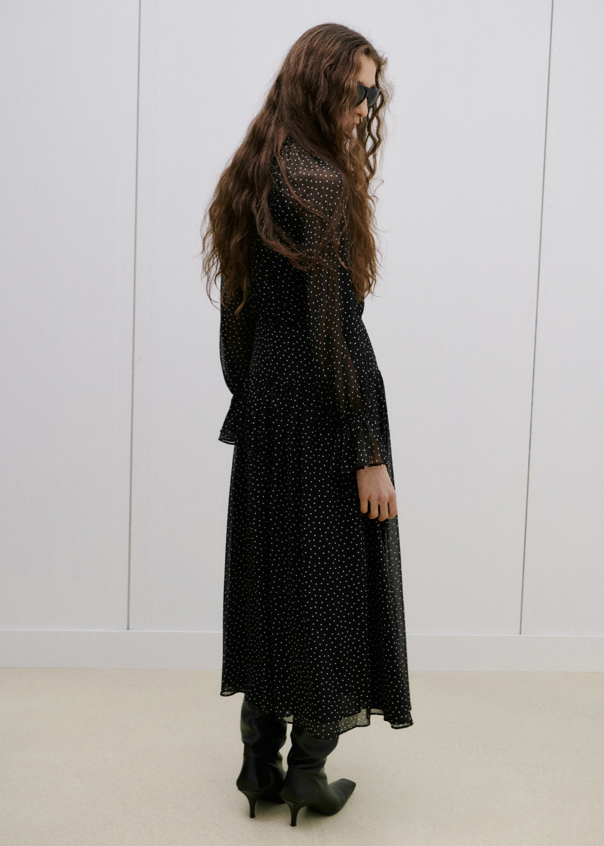 Gathered turtleneck dress - Reverse of the article, Black. Ref: 27014104-00.