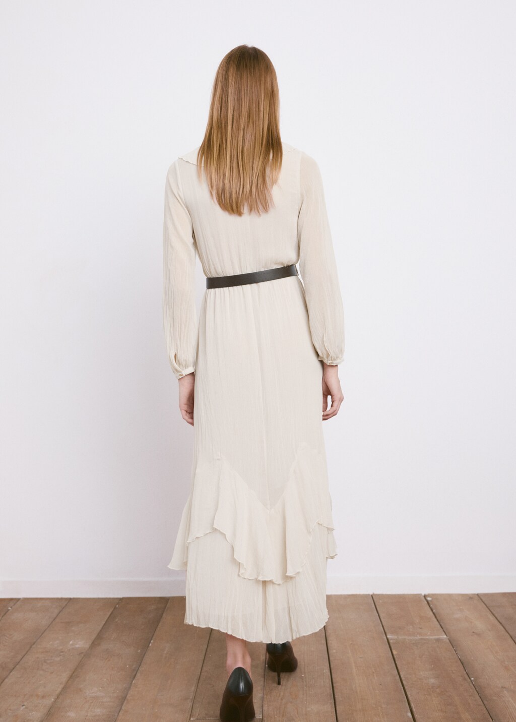 Mango Long ruffled dress