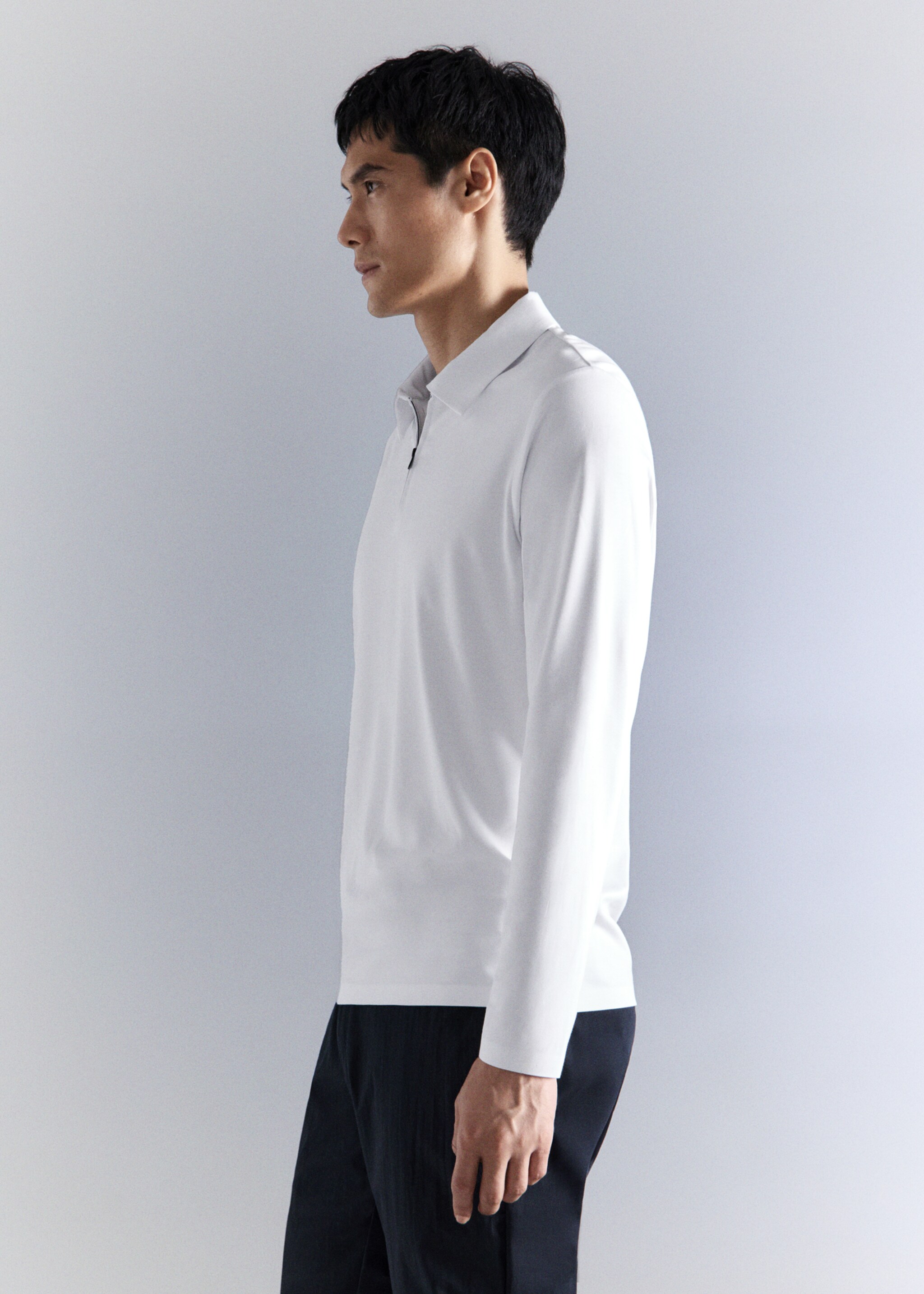 Comfort stretch zip polo - Details of the article 2, White. Ref: 27014428-00.