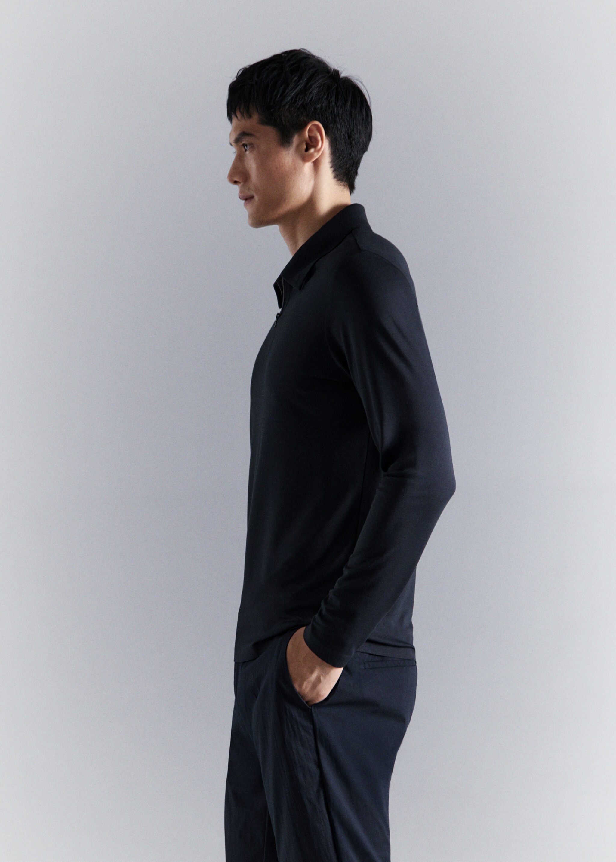Comfort stretch zip polo - Details of the article 2, Navy. Ref: 27014428-00.