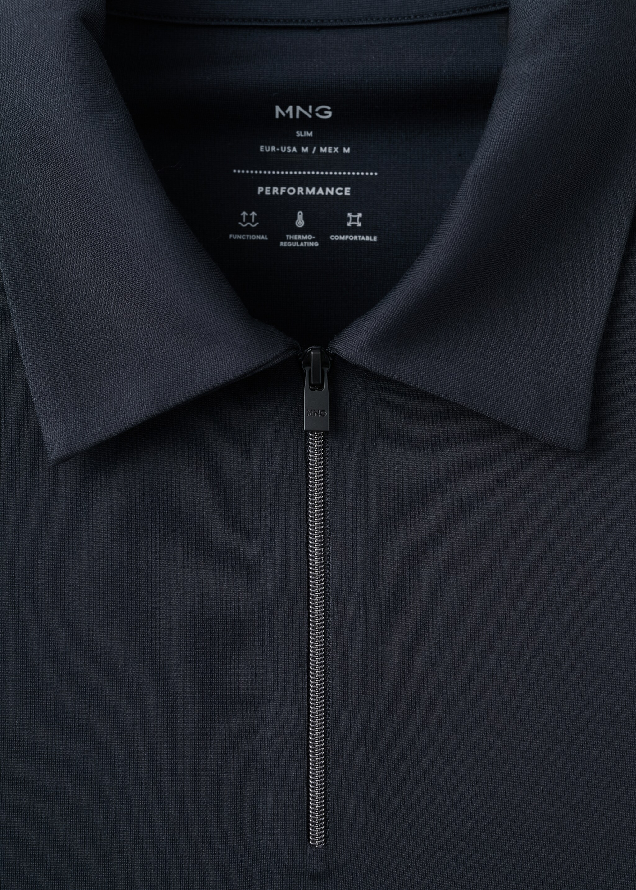 Comfort stretch zip polo - Details of the article 8, Navy. Ref: 27014428-00.