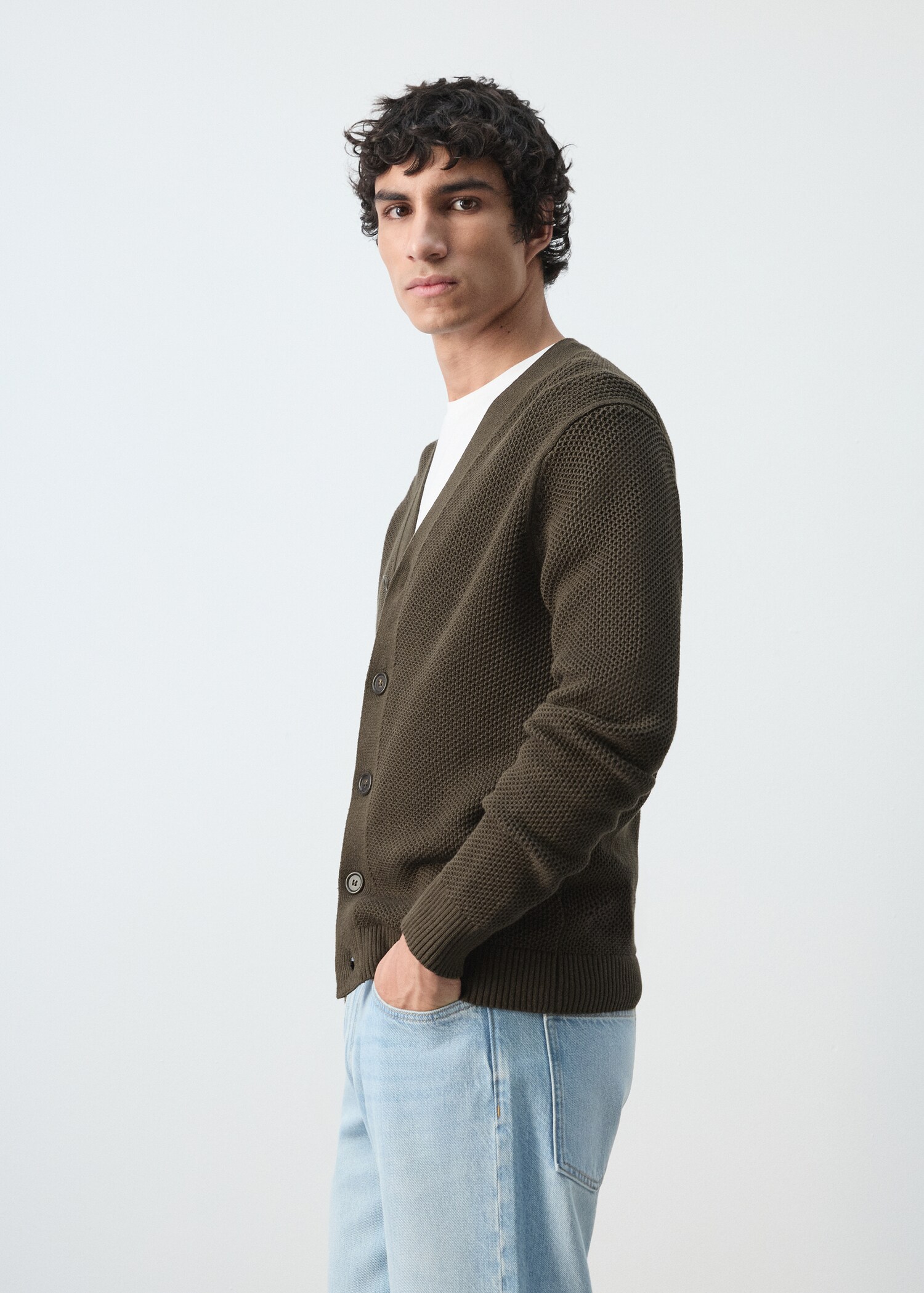 Mid-weight microstructure knit cardigan - Details of the article 2