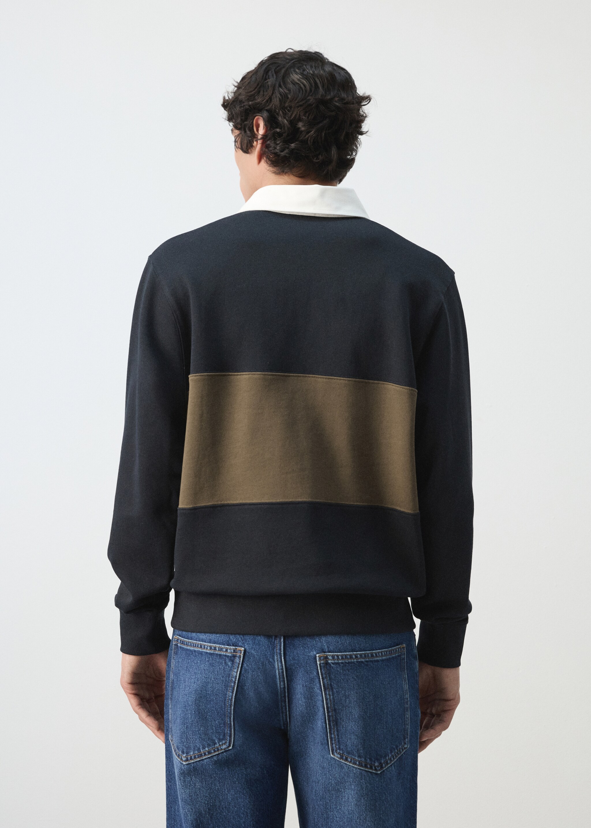 100% cotton polo sweatshirt - Reverse of the article, Navy. Ref: 27014432-00.