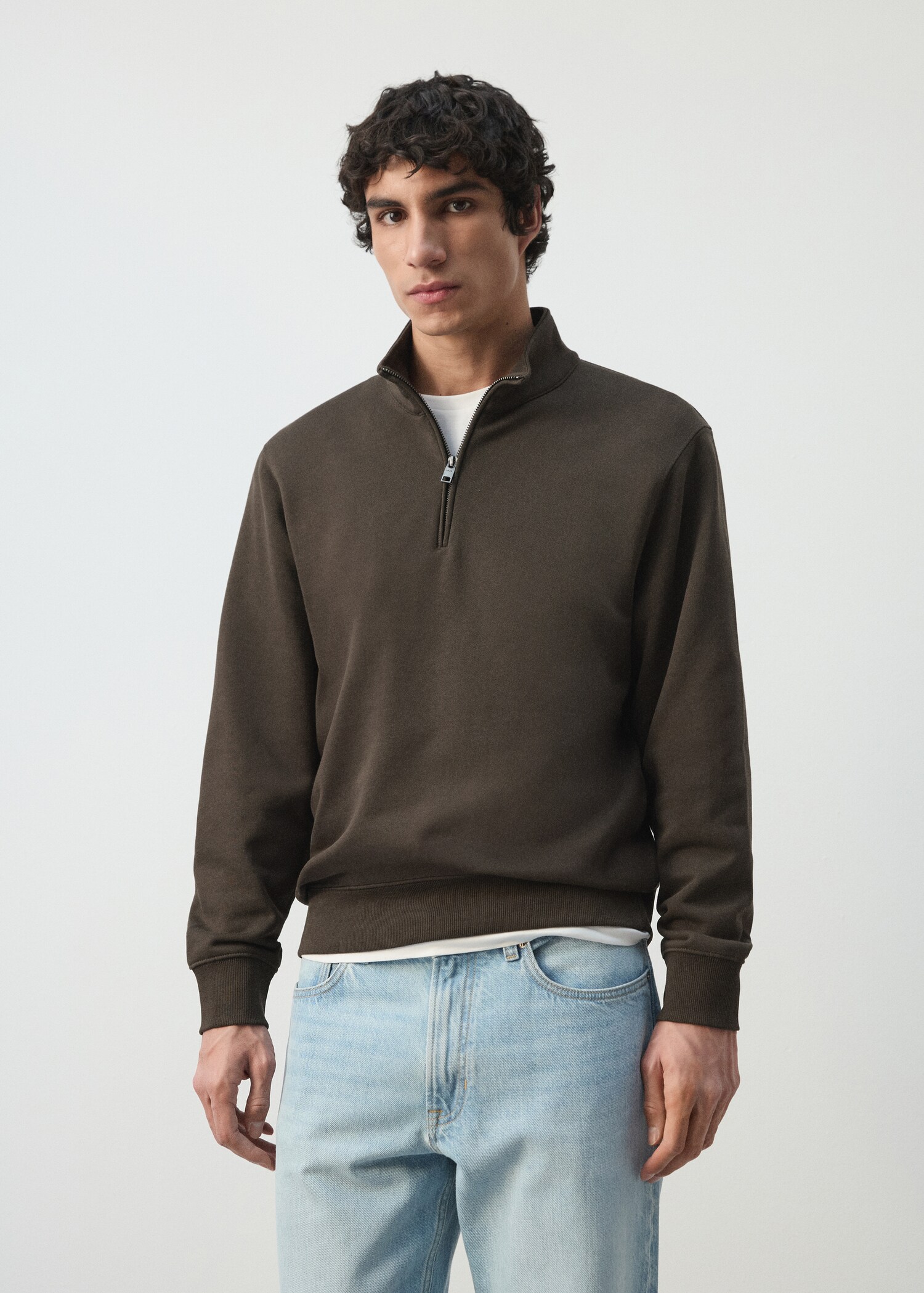 100% cotton zip-neck sweatshirt - Medium plane