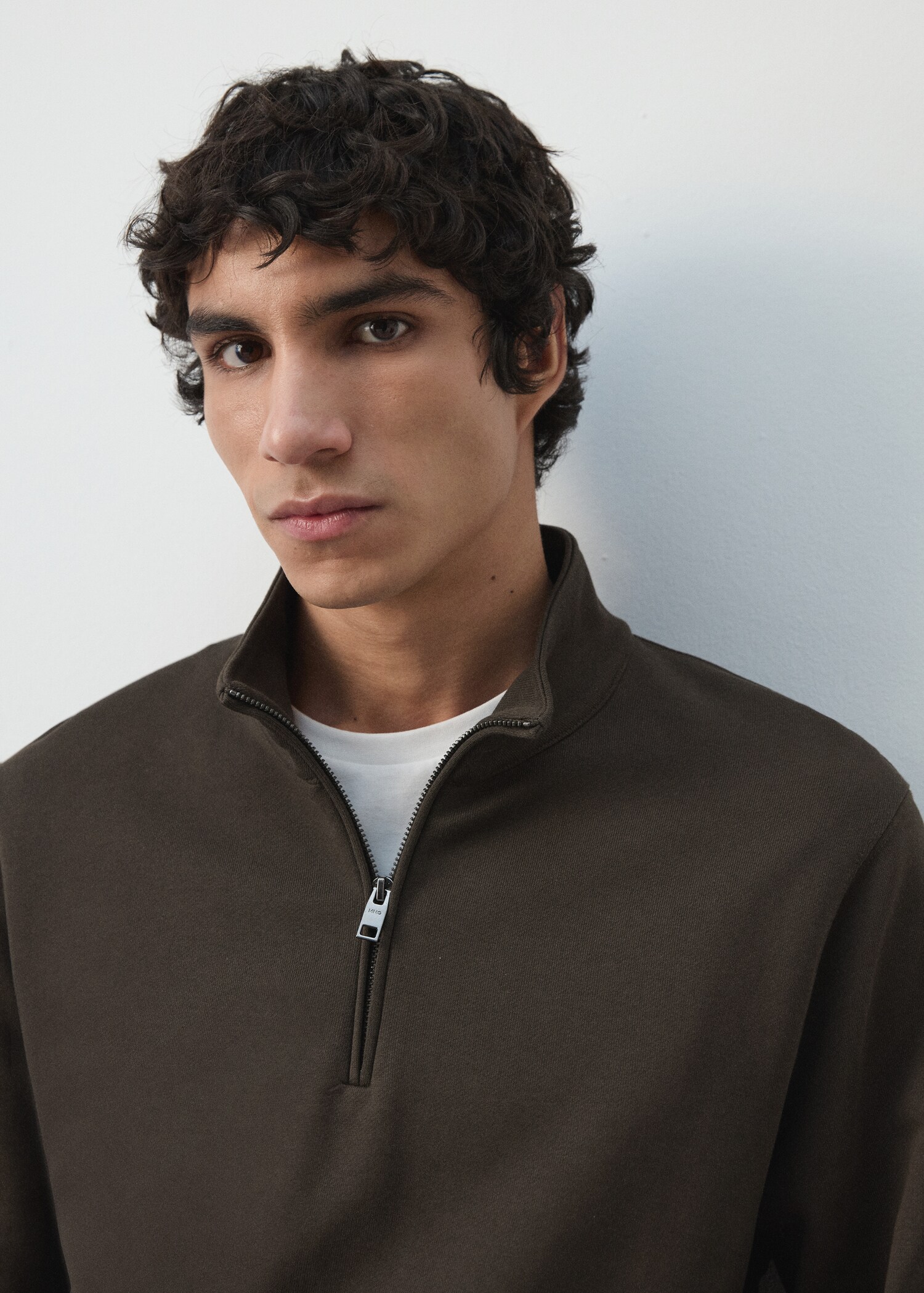 100% cotton zip-neck sweatshirt - Details of the article 1