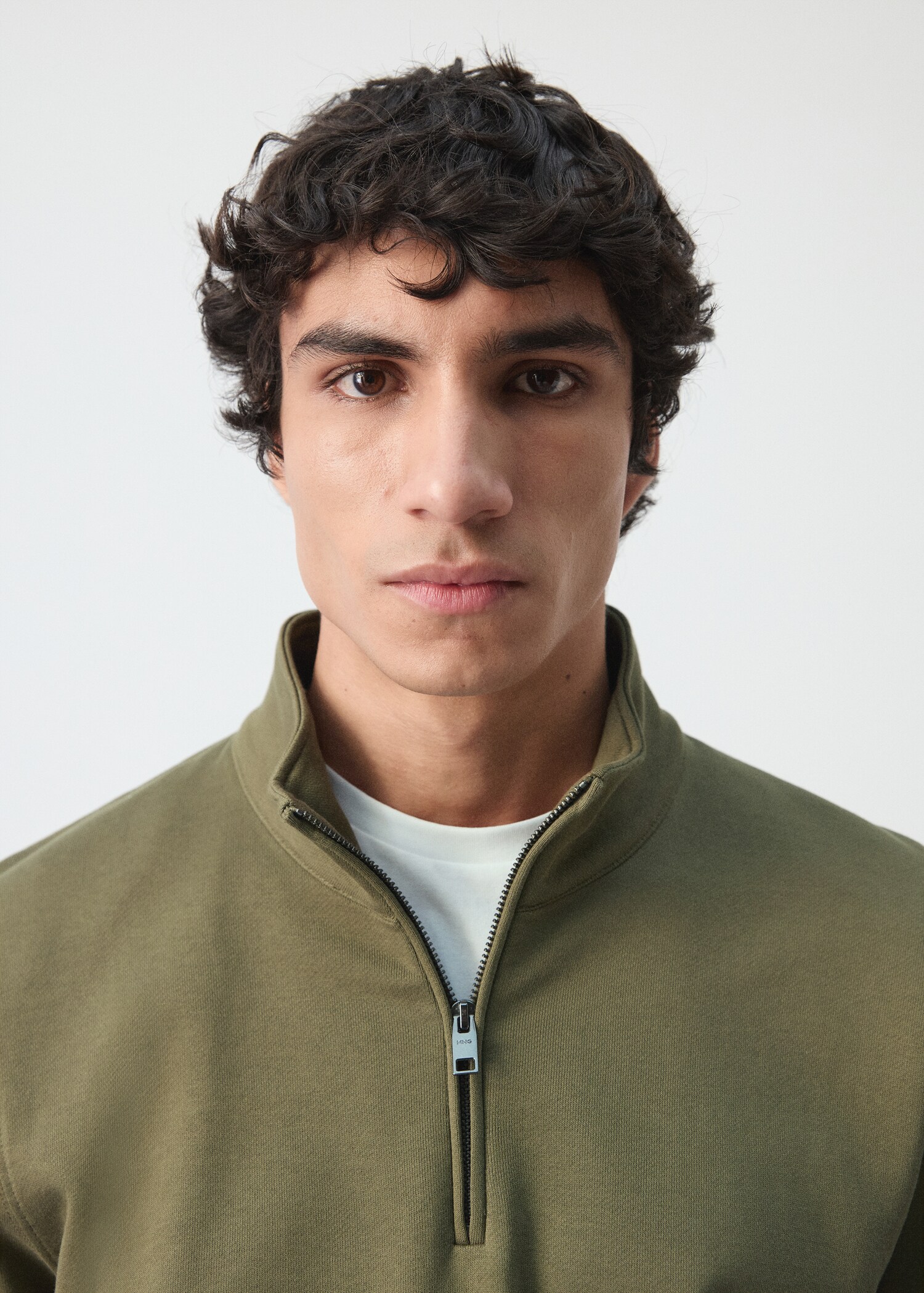 100% cotton zip-neck sweatshirt - Details of the article 1