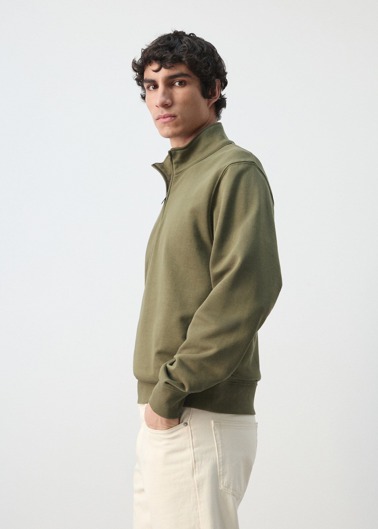 100% cotton zip-neck sweatshirt - Details of the article 2