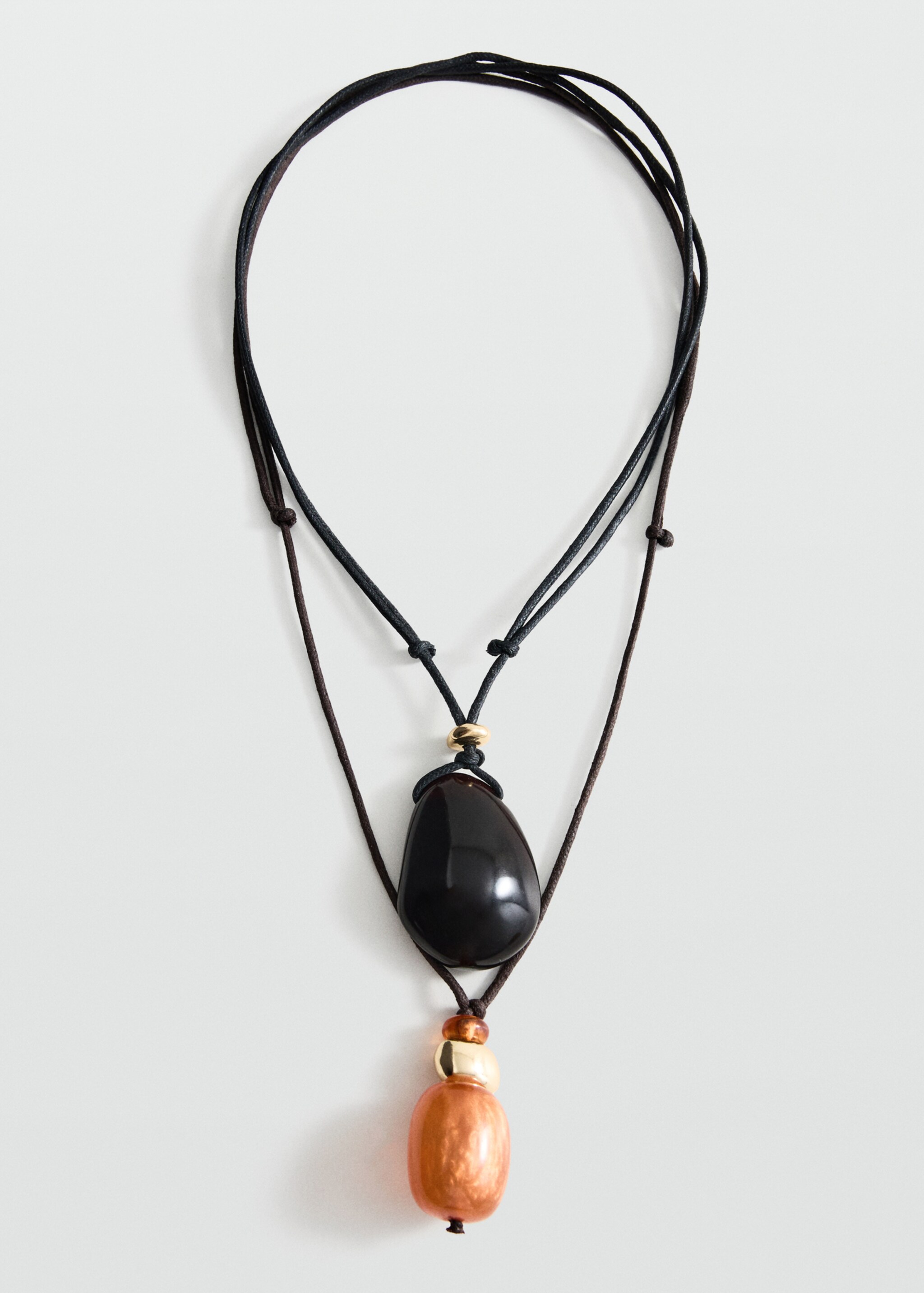 Combined double-pendant necklace - Article without model, Brown. Ref: 27014439-00.
