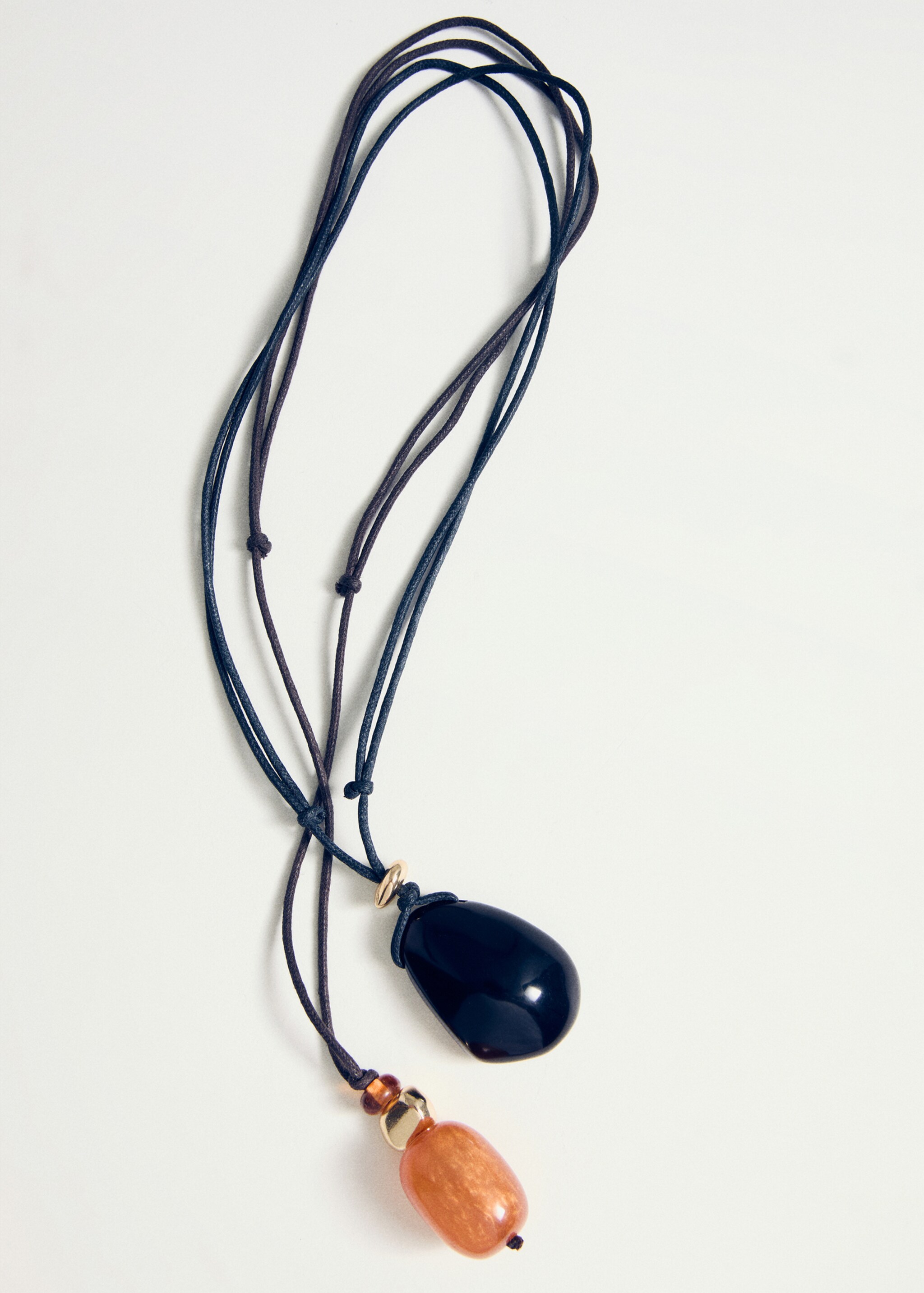 Combined double-pendant necklace - Details of the article 5, Brown. Ref: 27014439-00.
