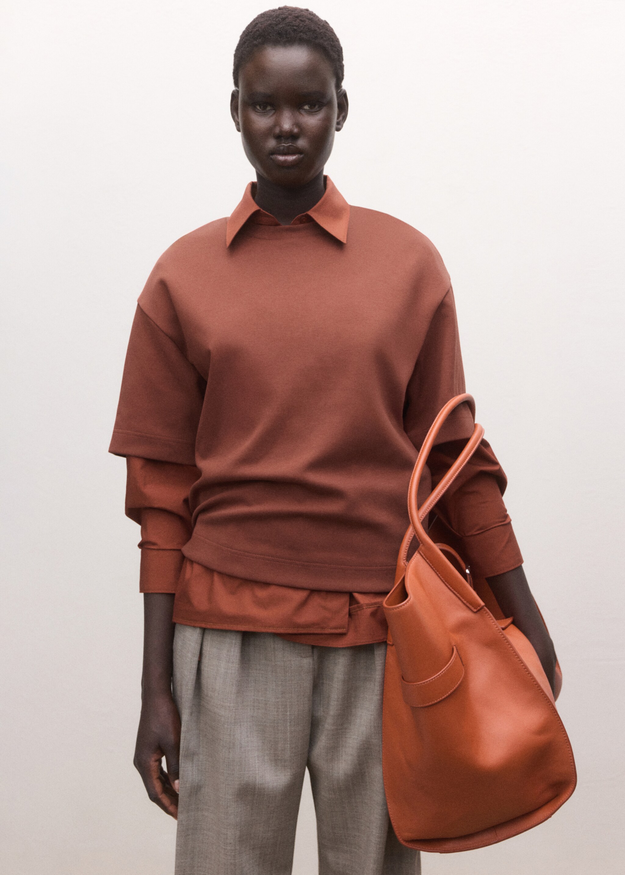 Short-sleeved cotton t-shirt - Medium plane, Russet. Ref: 27014442-00.