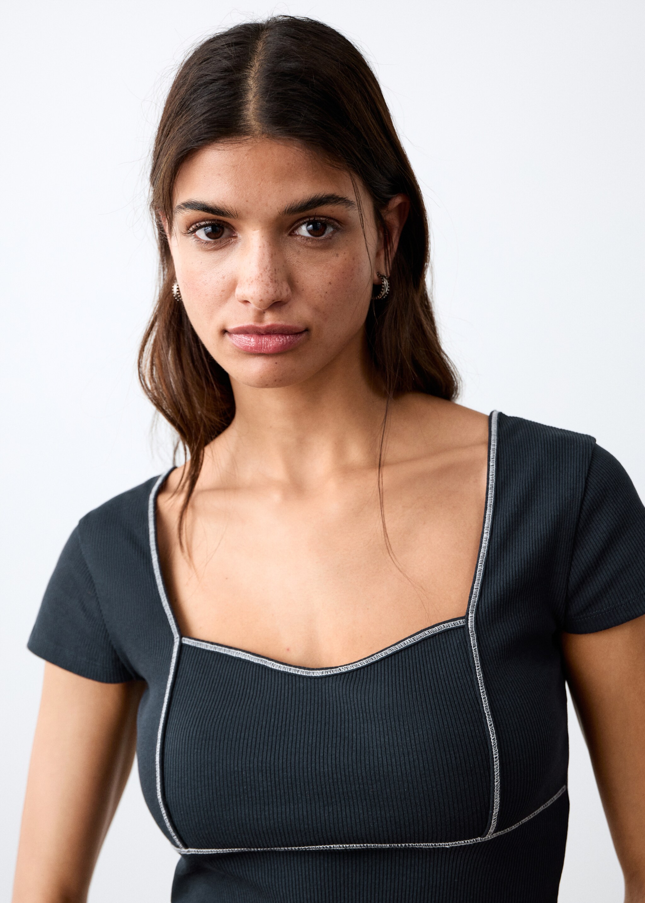 T-shirt détail couture - Détail de l'article 1, Bleu marine. Ref: 27014447-00.